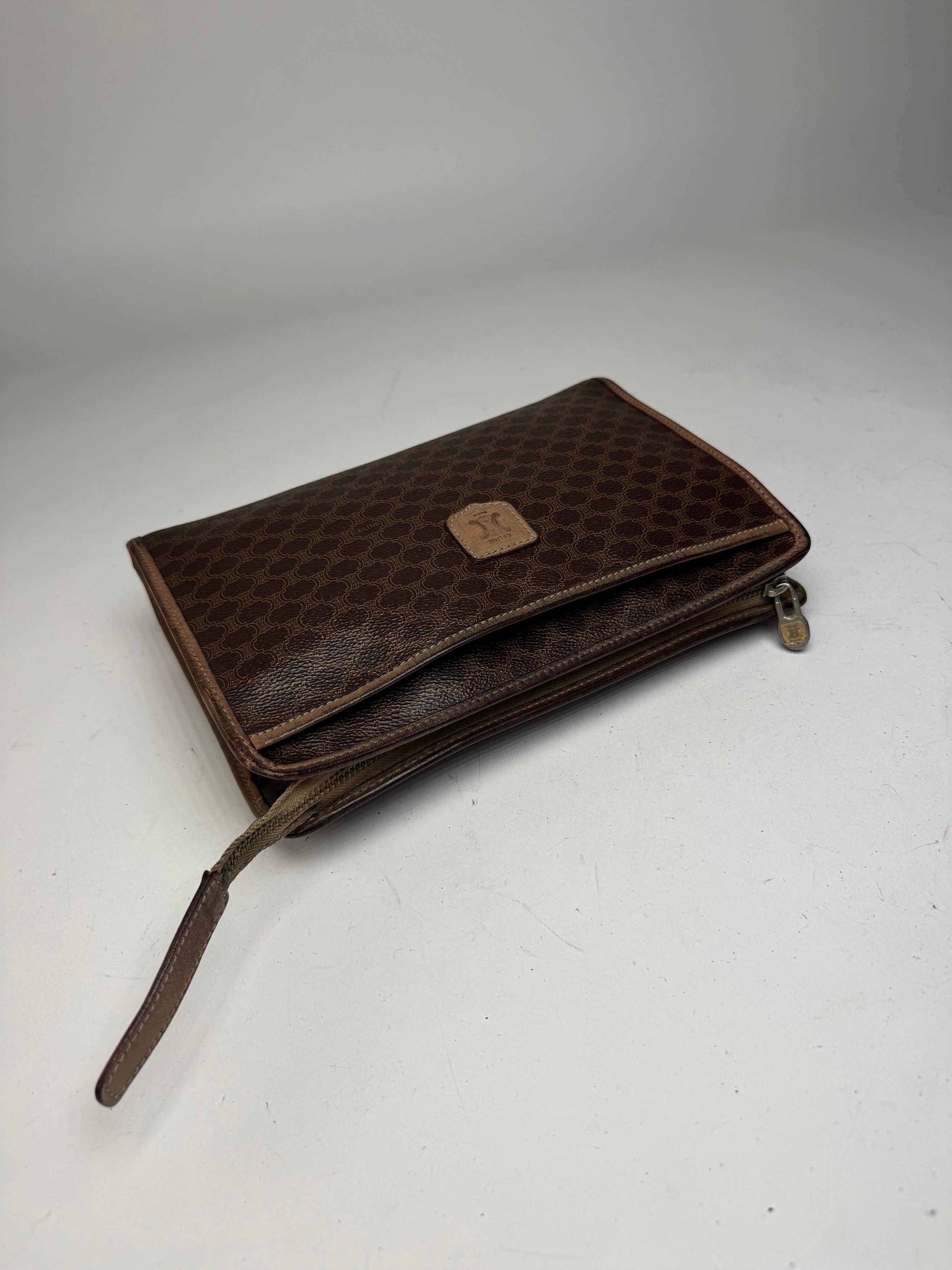 Celine Vintage Monogram Leather Clutch Brown Size ONE SIZE - 10 Thumbnail