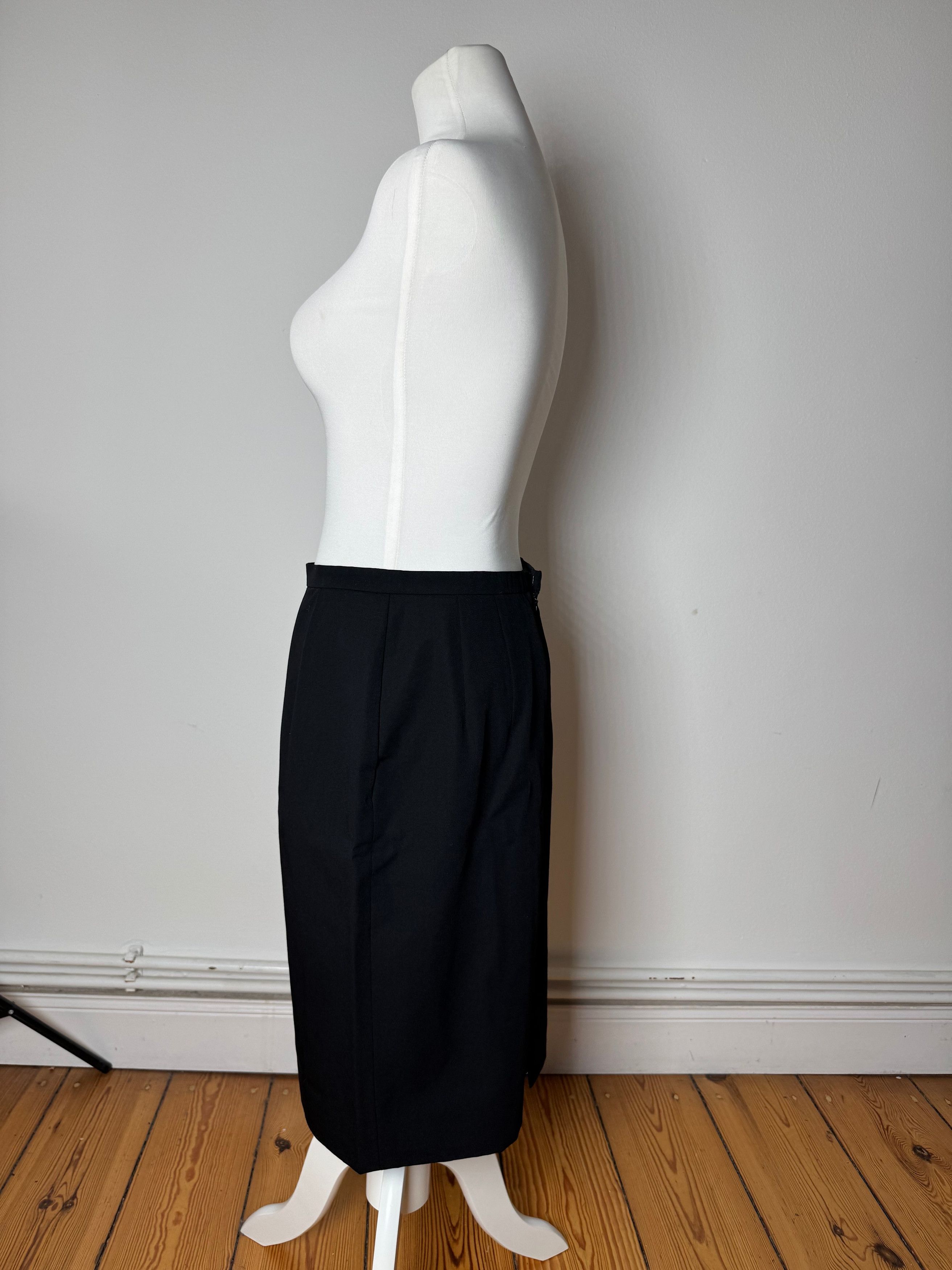 Dior Vintage Midi Skirt Black M Size 34" / US 12 / IT 48 - 2 Thumbnail