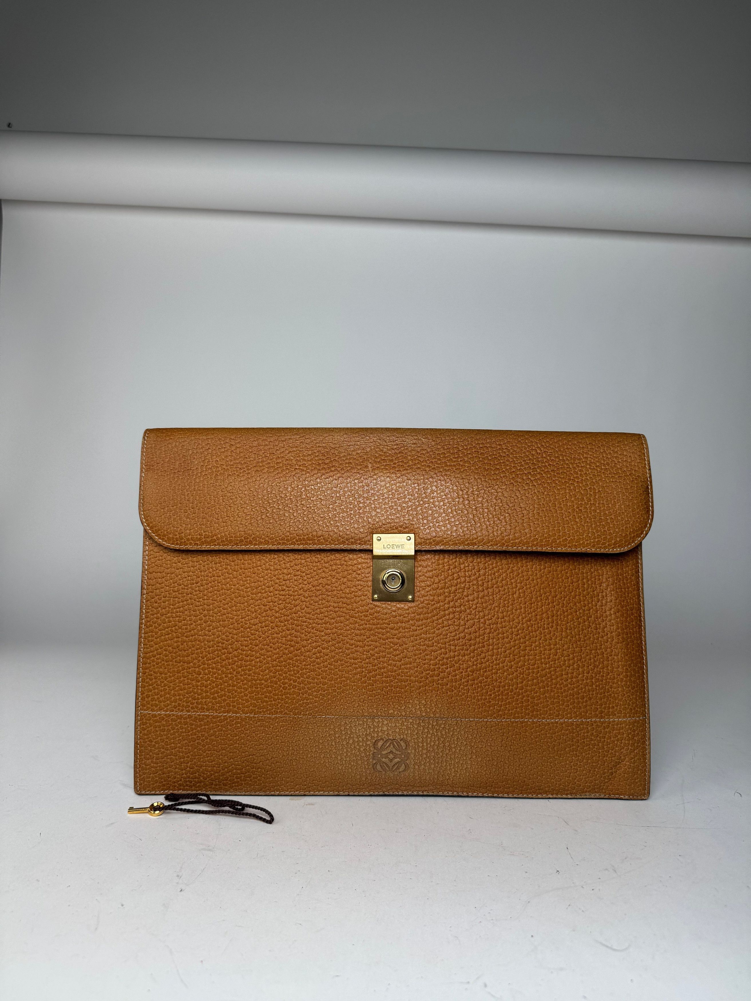 Other Vintage Loewe Madrid Leather Clutch Brown Size ONE SIZE - 10 Thumbnail
