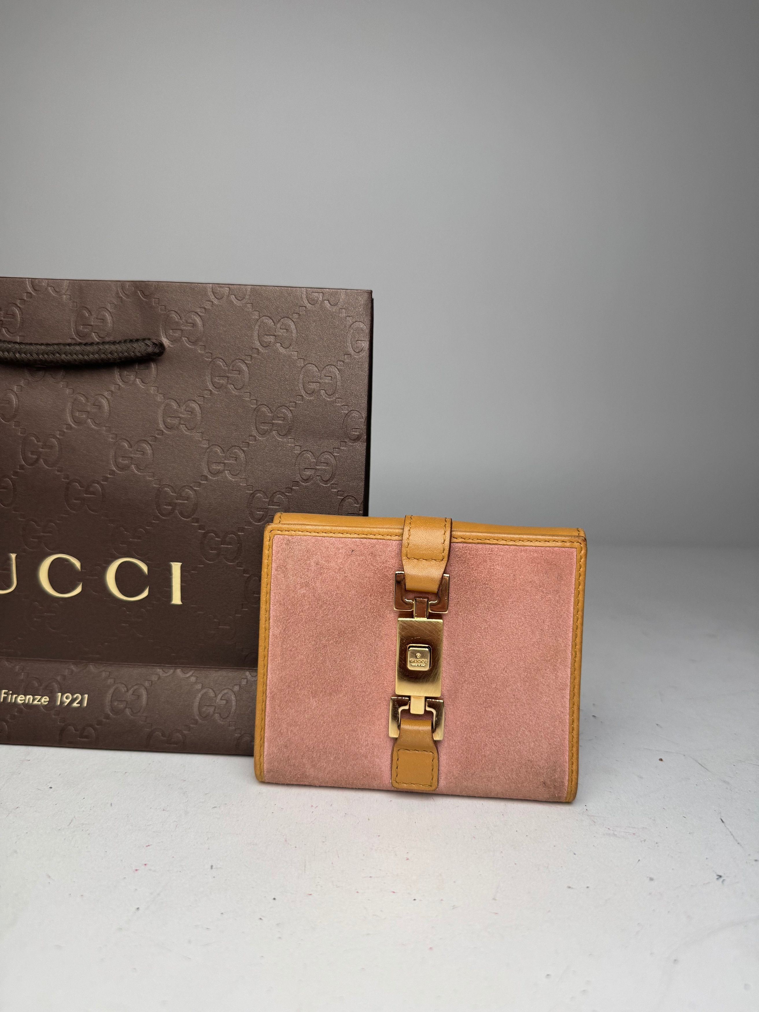 Gucci Vintage Suede Leather Jackie Wallet Pink Brown Size ONE SIZE - 11 Thumbnail