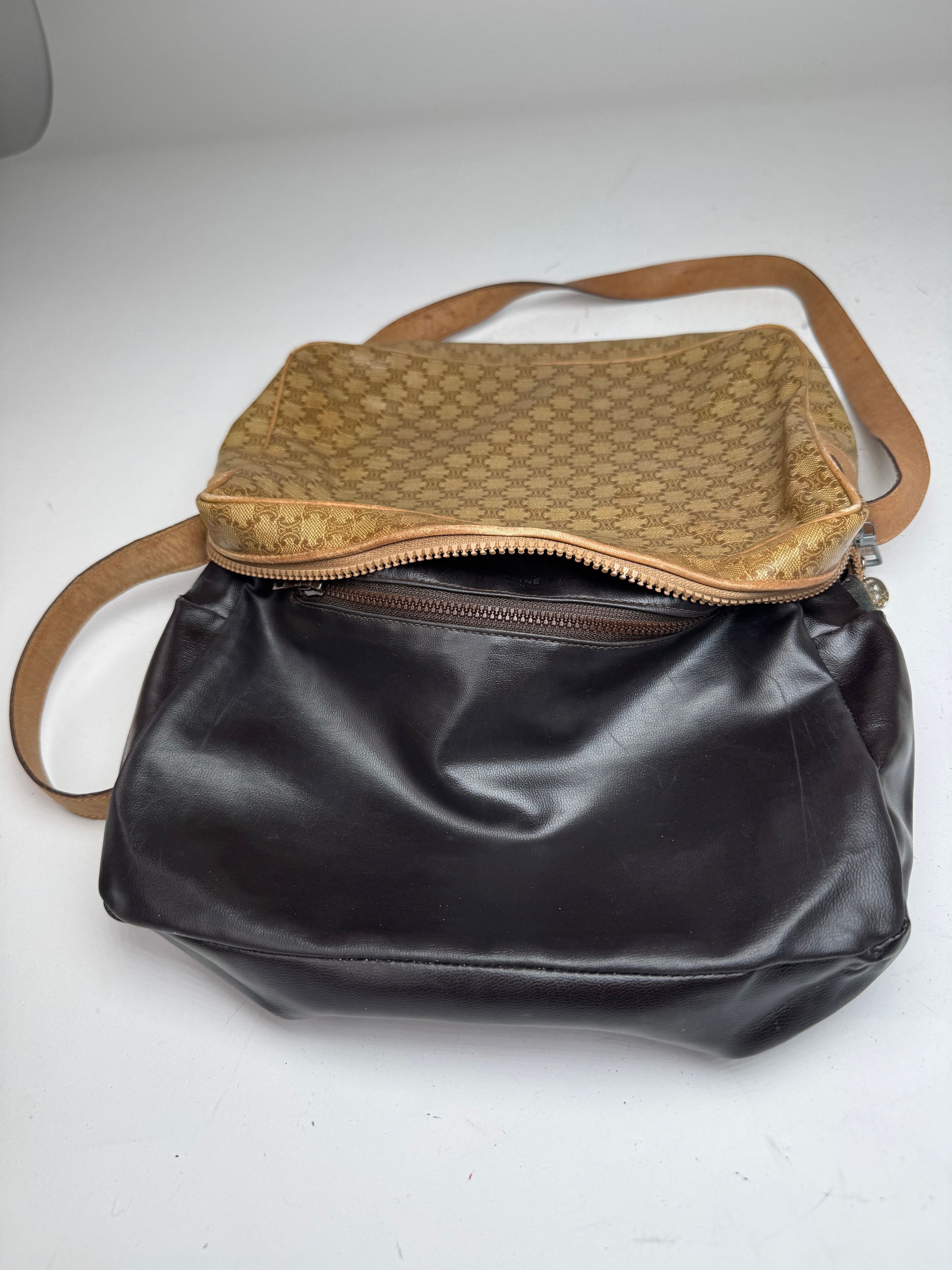 Celine Vintage Paris Patent Leather Triomphe Monogram Bag Brown Size ONE SIZE - 3 Thumbnail