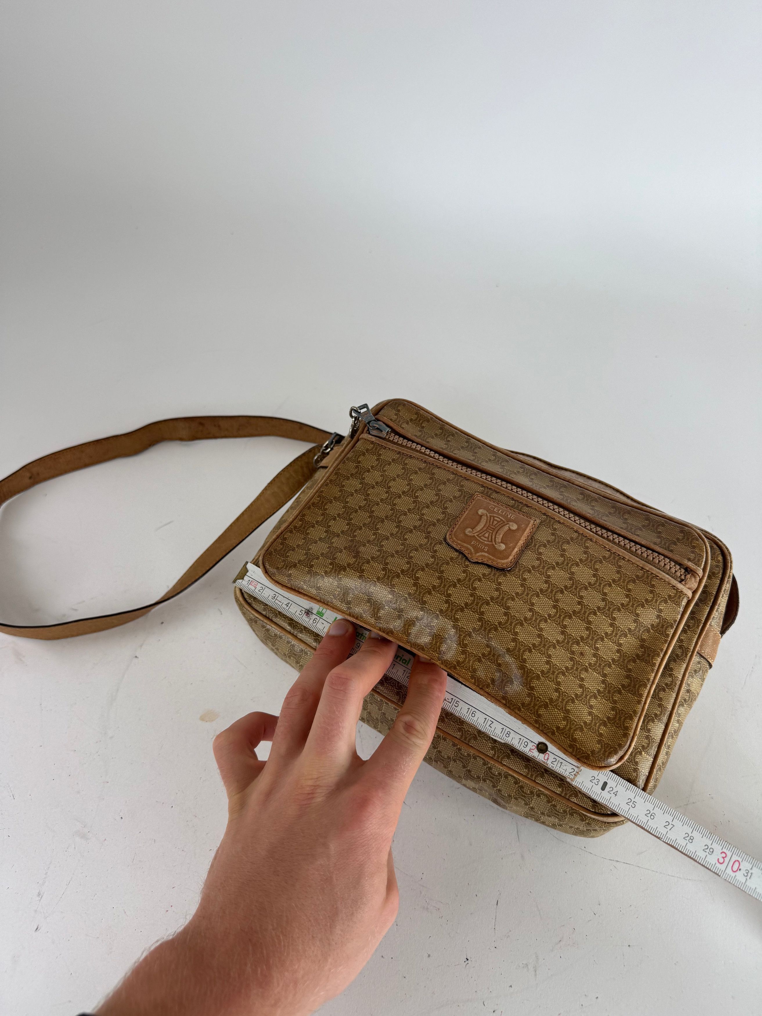 Celine Vintage Paris Patent Leather Triomphe Monogram Bag Brown Size ONE SIZE - 11 Thumbnail