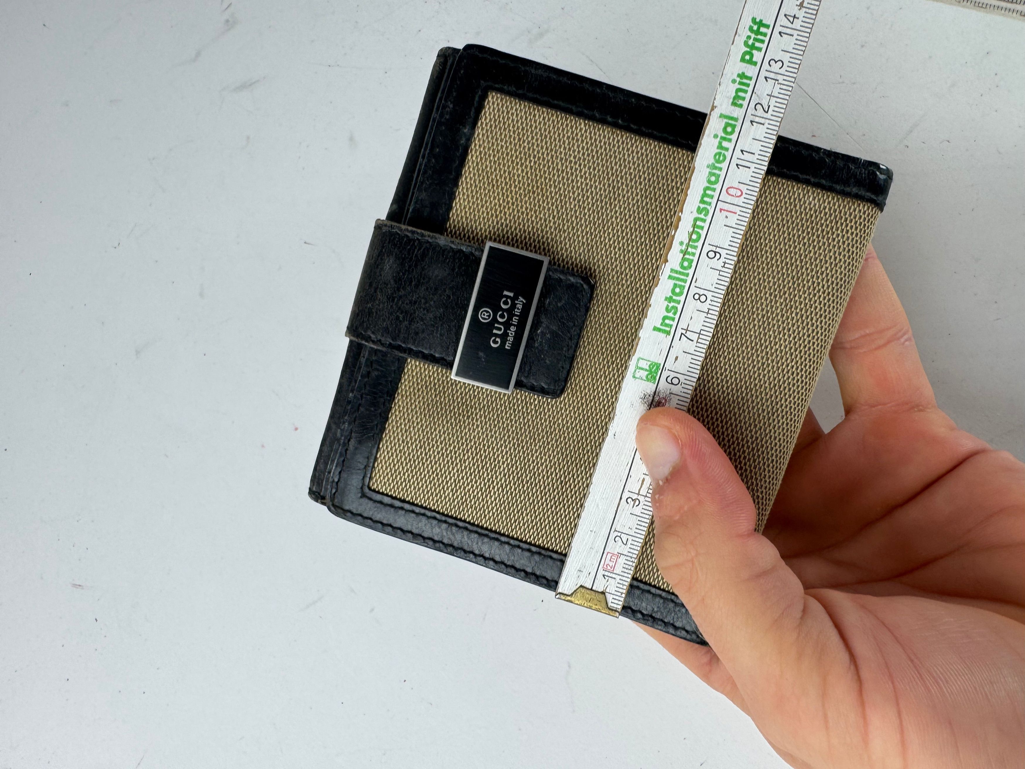 Gucci Vintage Leather Canvas Wallet Beige Black Size ONE SIZE - 7 Thumbnail