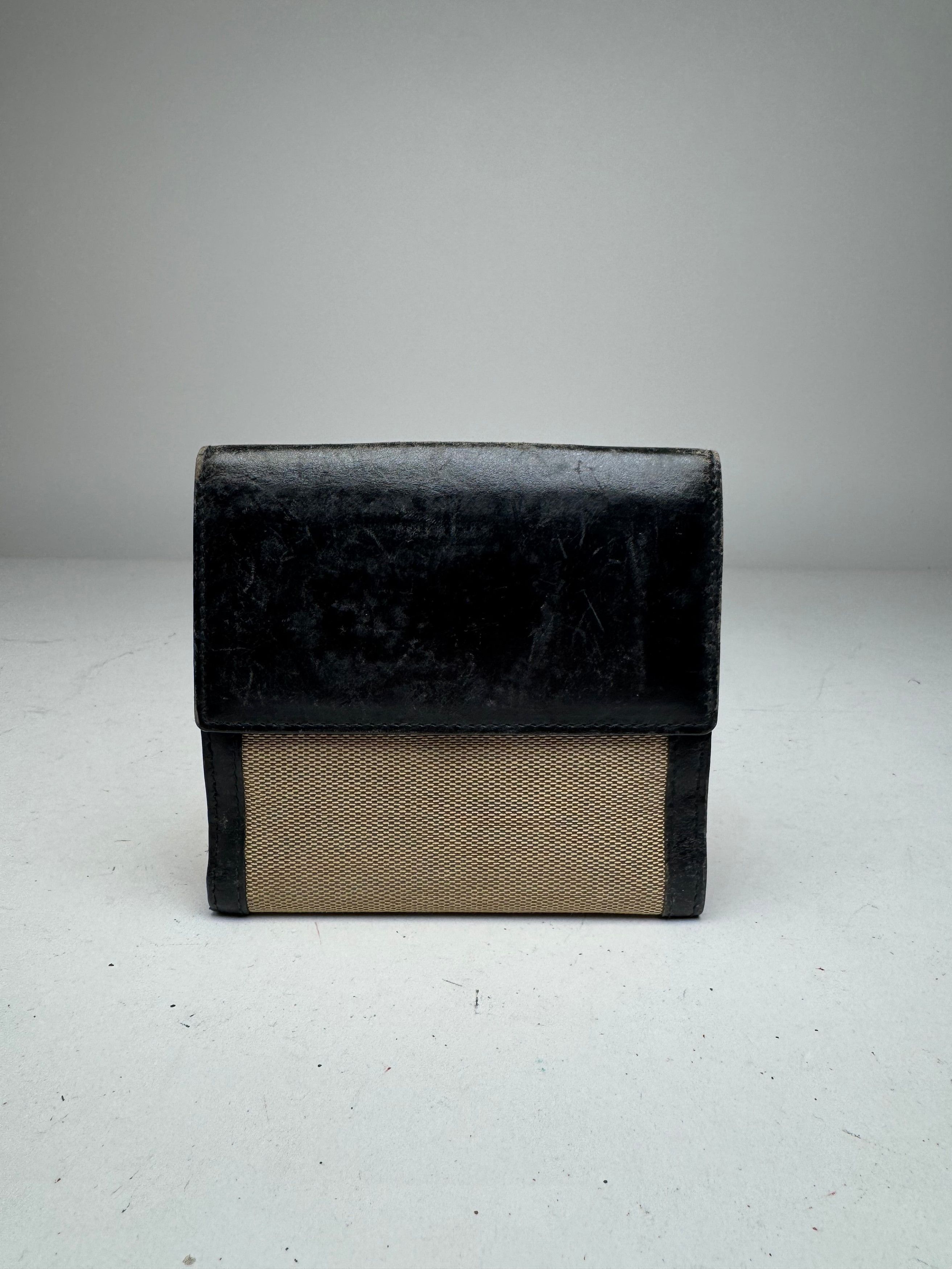 Gucci Vintage Leather Canvas Wallet Beige Black Size ONE SIZE - 2 Thumbnail