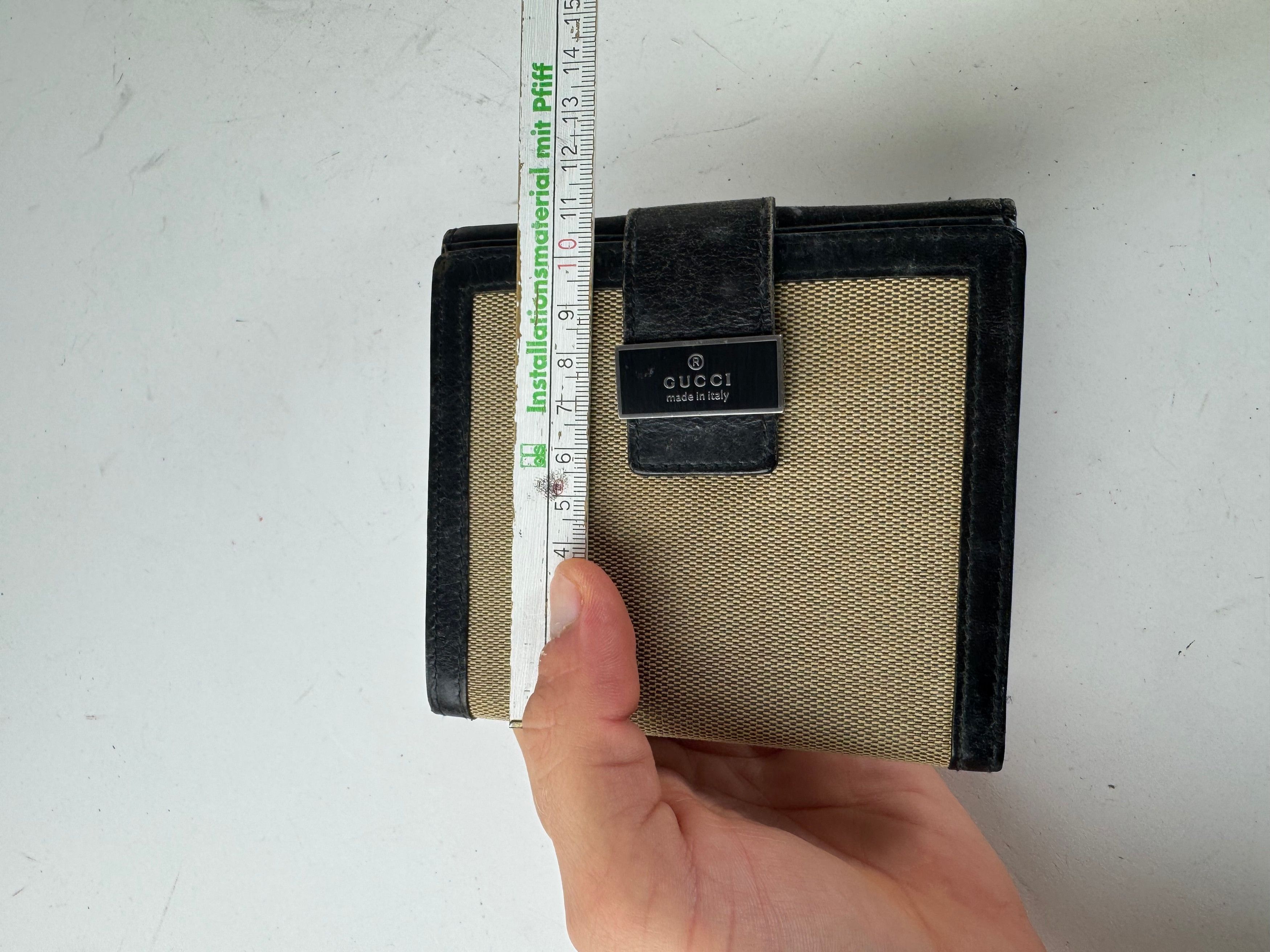 Gucci Vintage Leather Canvas Wallet Beige Black Size ONE SIZE - 8 Thumbnail