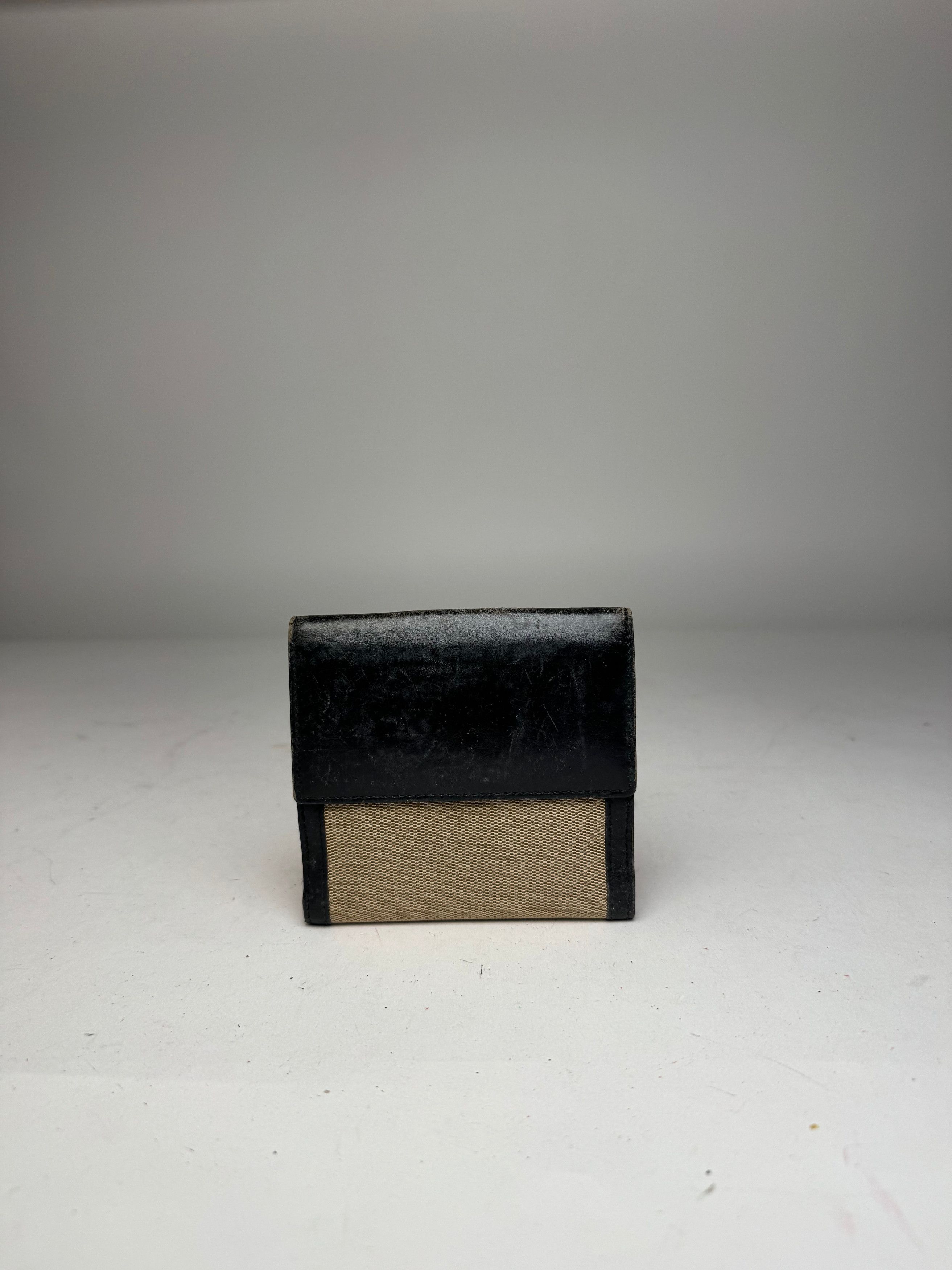 Gucci Vintage Leather Canvas Wallet Beige Black Size ONE SIZE - 10 Thumbnail