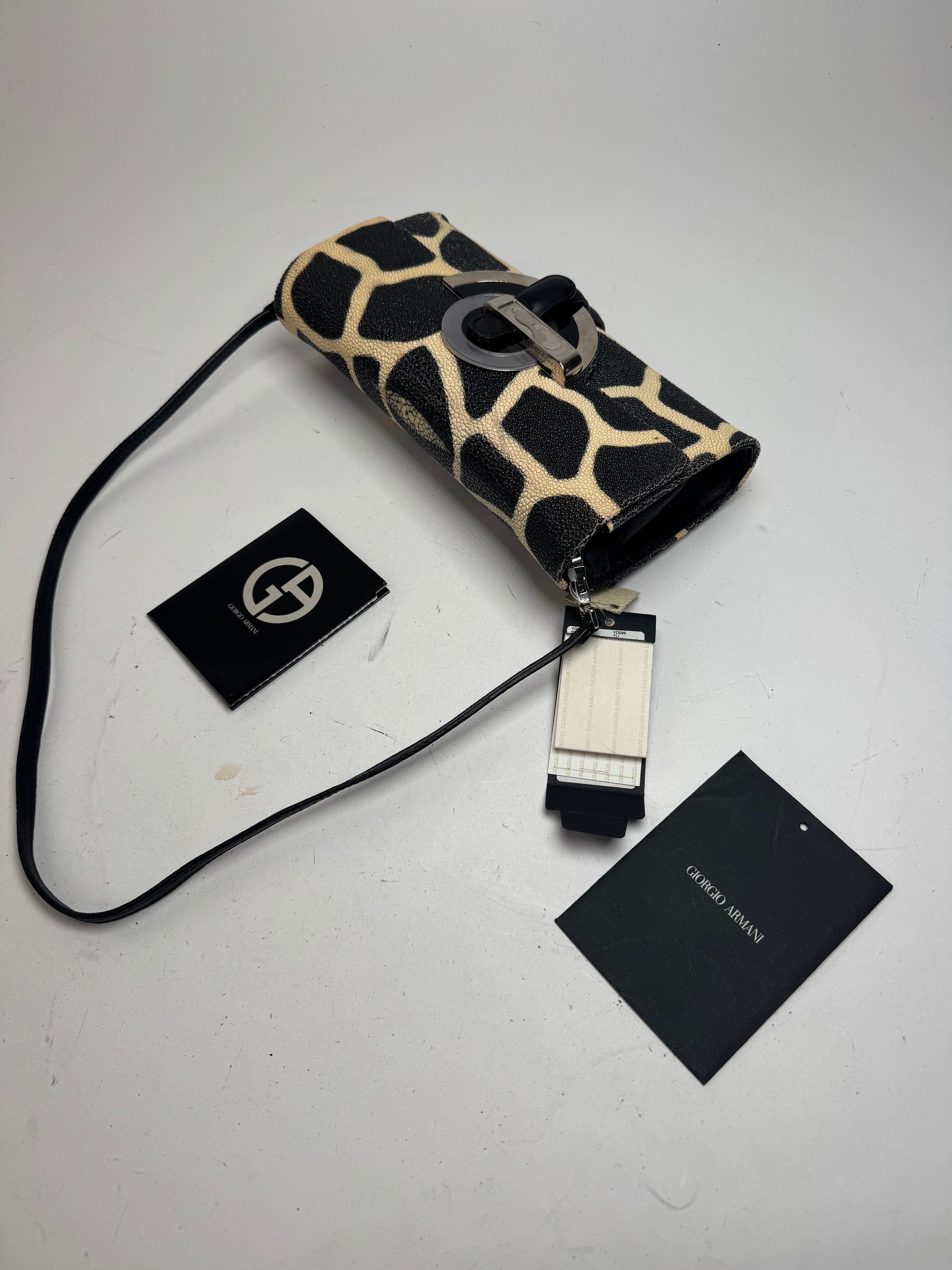 Giorgio Armani Vintage Leather Bag New With Tags black Yellow Size ONE SIZE - 9 Thumbnail