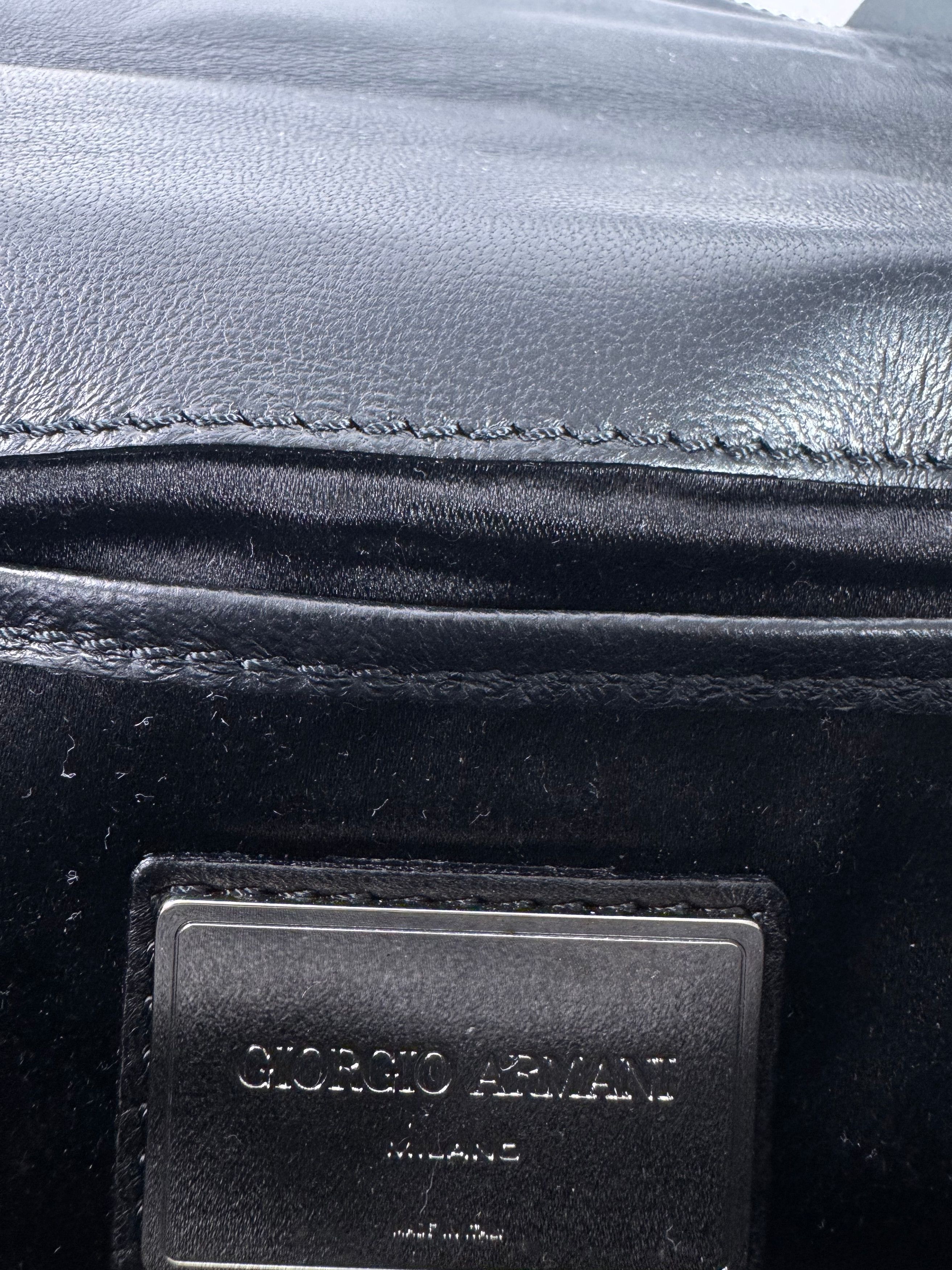 Giorgio Armani Vintage Leather Bag New With Tags black Yellow Size ONE SIZE - 4 Thumbnail