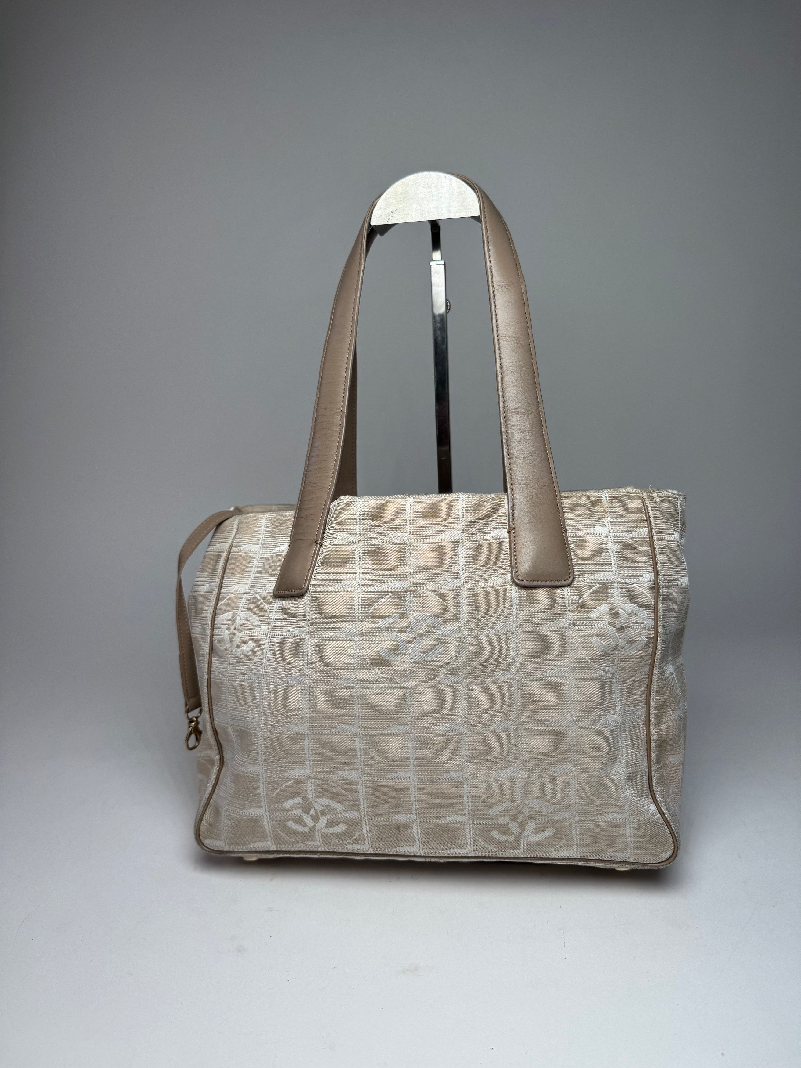 Chanel Vintage Monogram Canvas Leather Tote Bag Beige Brown Size ONE SIZE - 6 Thumbnail