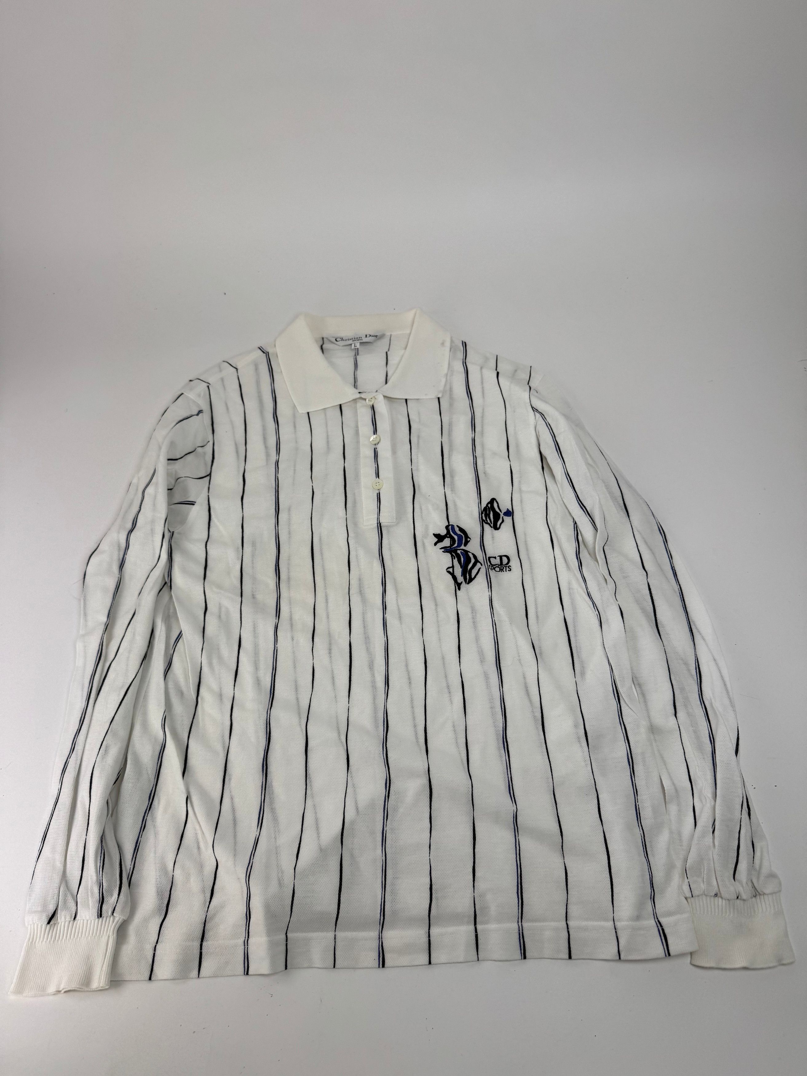 Dior Vintage Shirt Sweater Striped White L Size L / US 10 / IT 46 - 4 Thumbnail