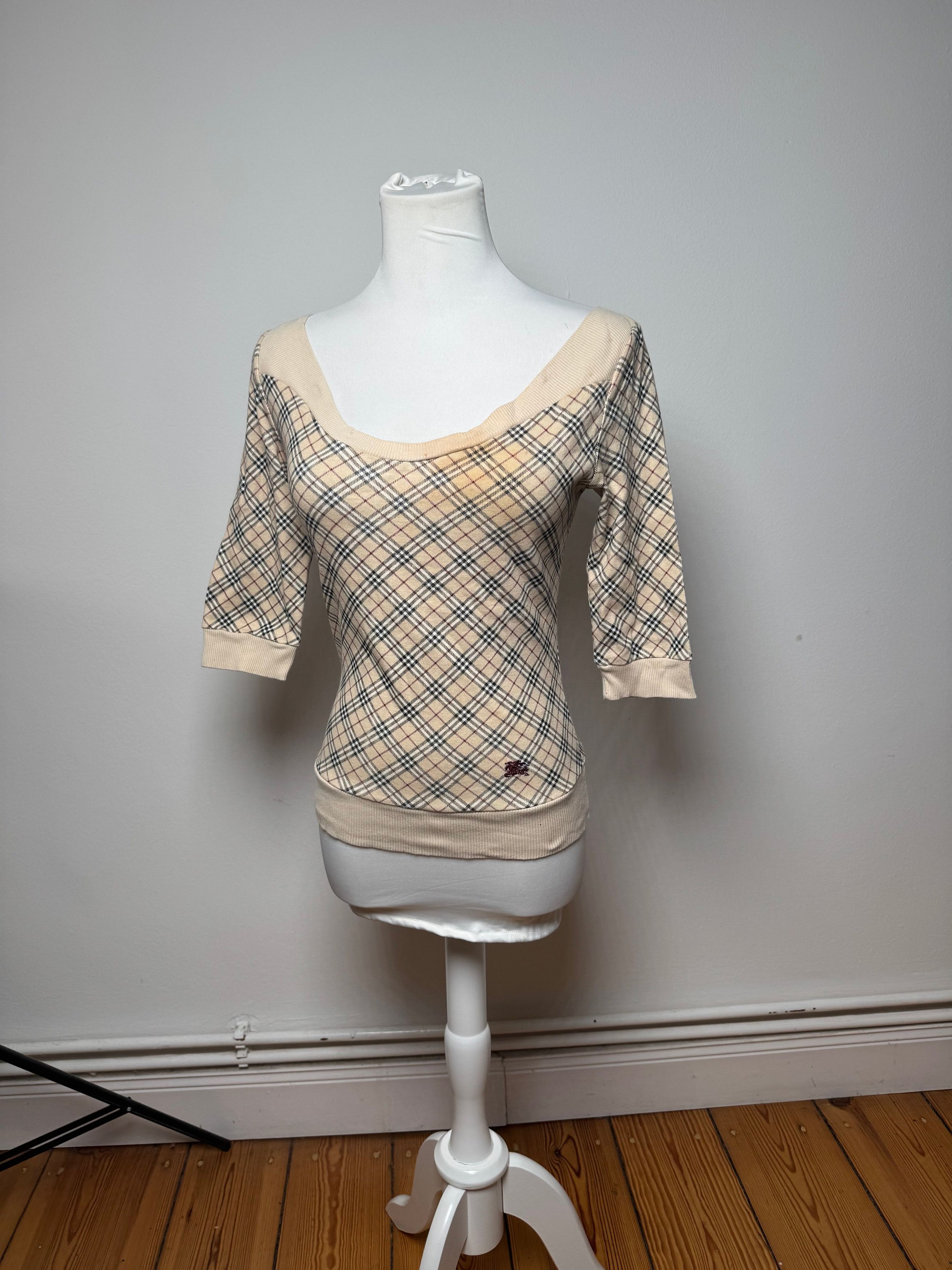 Burberry Vintage Nova Check Short-Sleeve Sweater beige M Size S / US 4 / IT 40 - 11 Thumbnail