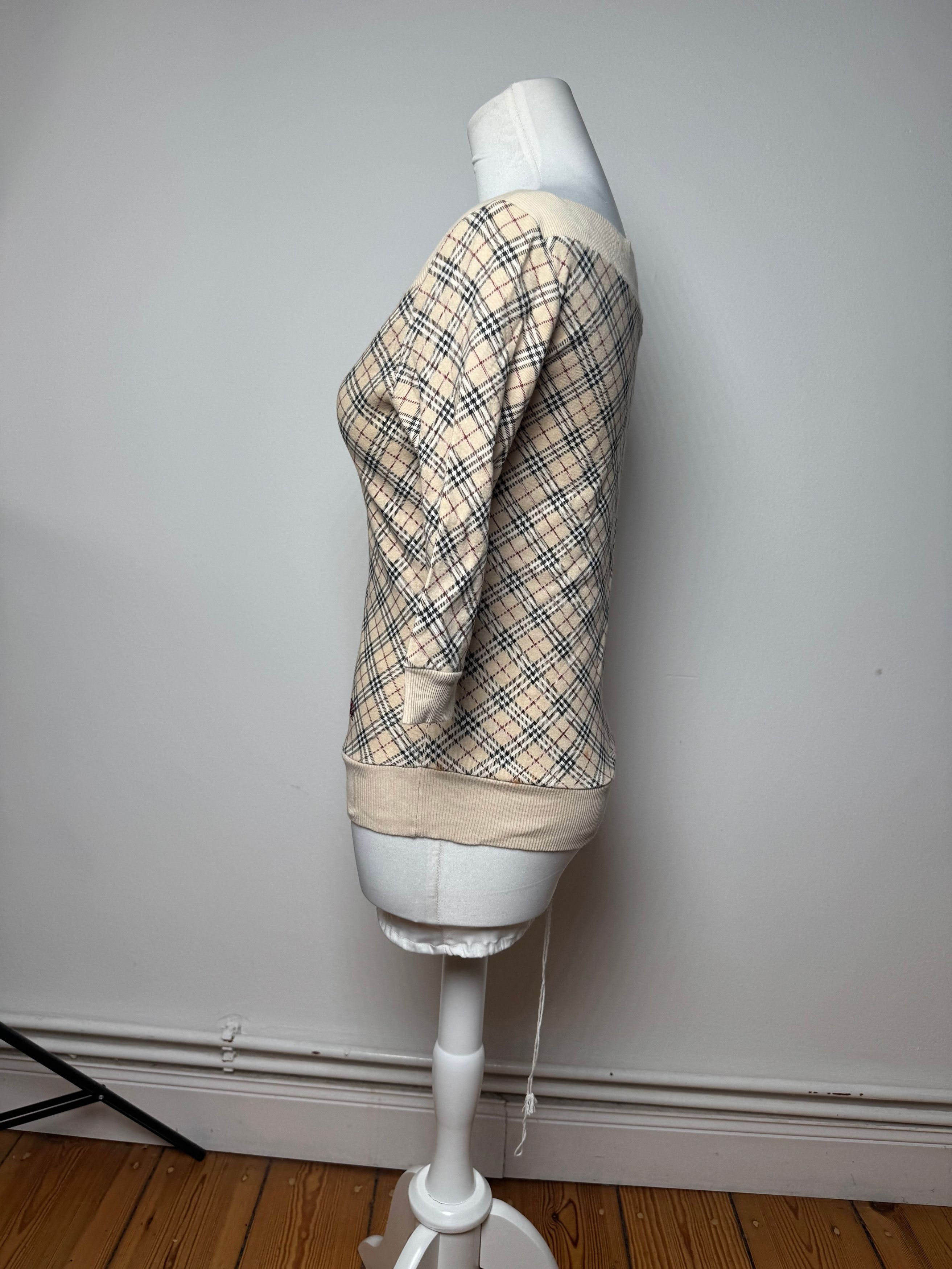 Burberry Vintage Nova Check Short-Sleeve Sweater beige M Size S / US 4 / IT 40 - 2 Thumbnail
