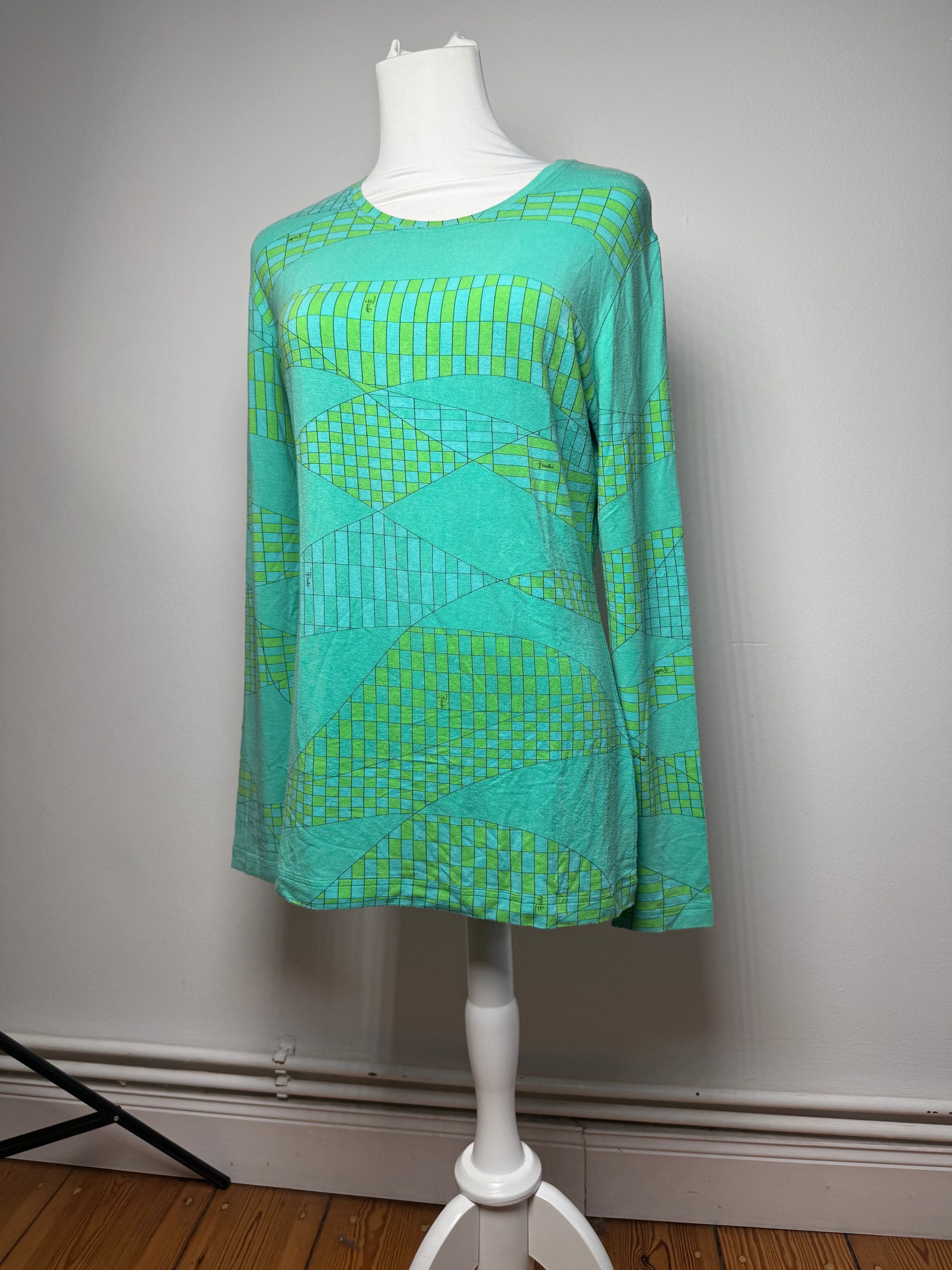 Emilio Pucci Vintage Viskose Sweather Blue Green Size M / US 6-8 / IT 42-44 - 12 Thumbnail