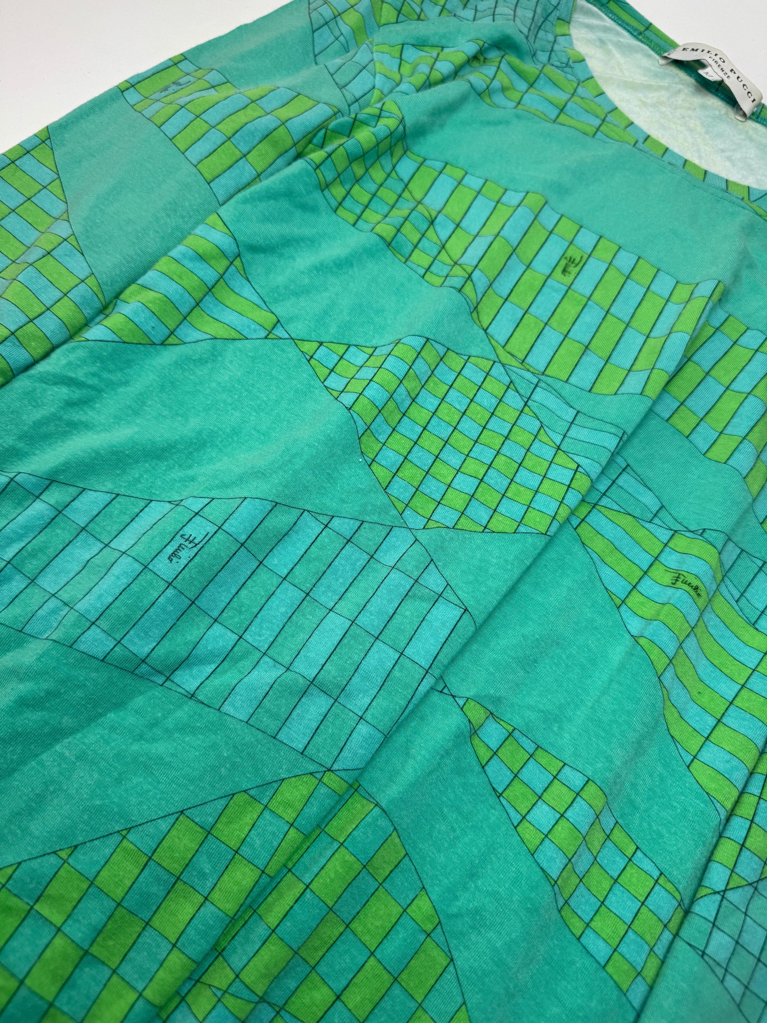 Emilio Pucci Vintage Viskose Sweather Blue Green Size M / US 6-8 / IT 42-44 - 6 Thumbnail