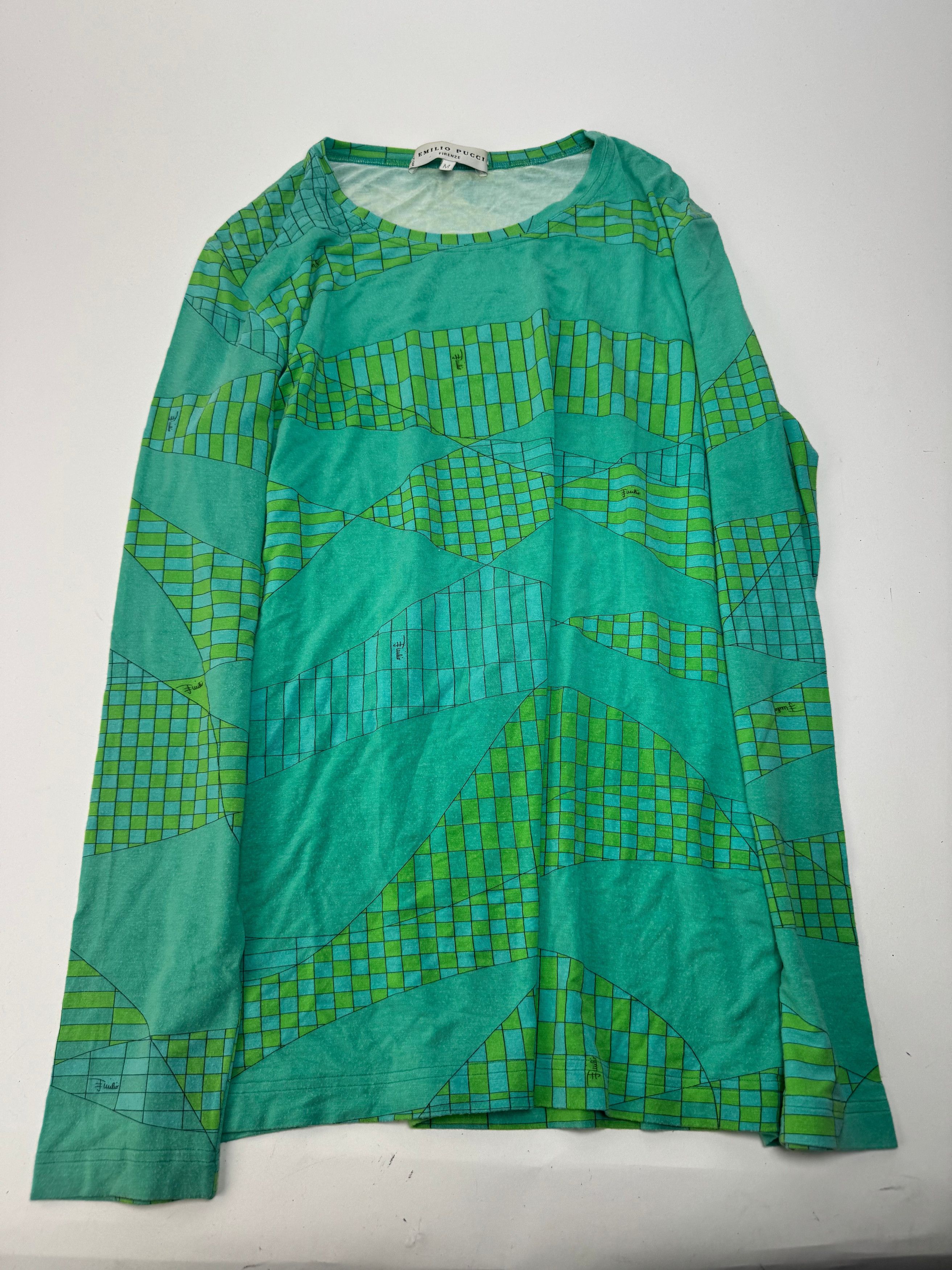 Emilio Pucci Vintage Viskose Sweather Blue Green Size M / US 6-8 / IT 42-44 - 4 Thumbnail