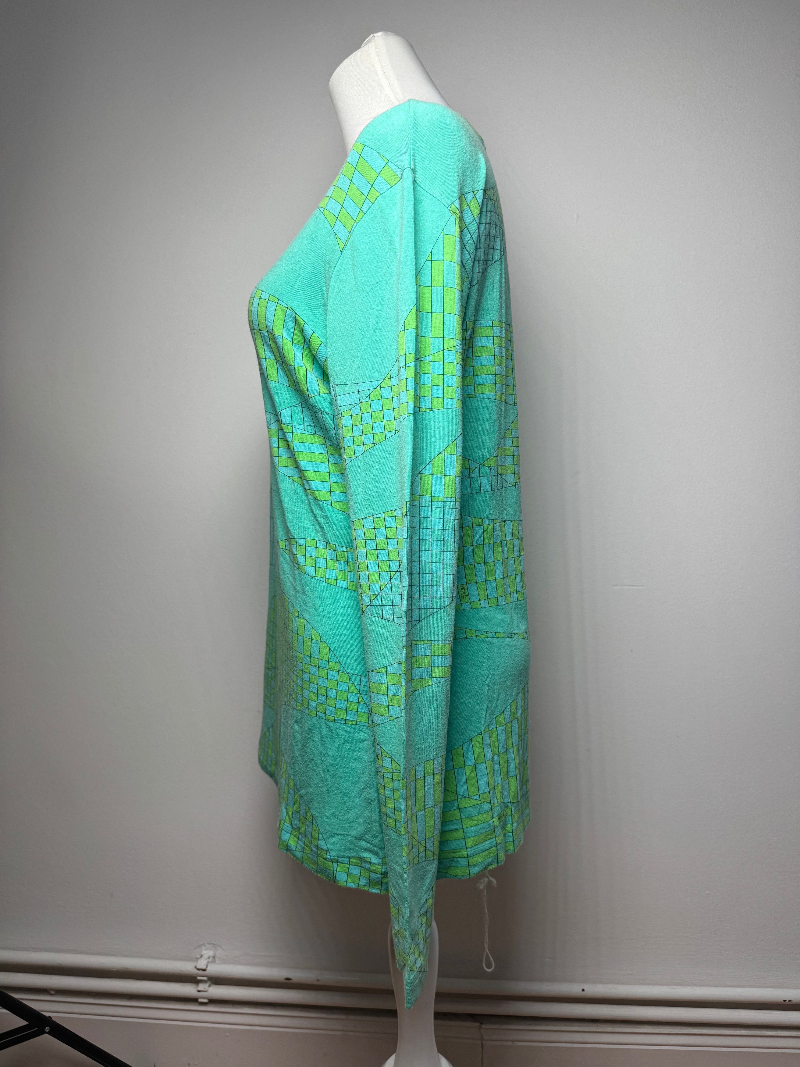 Emilio Pucci Vintage Viskose Sweather Blue Green Size M / US 6-8 / IT 42-44 - 2 Thumbnail