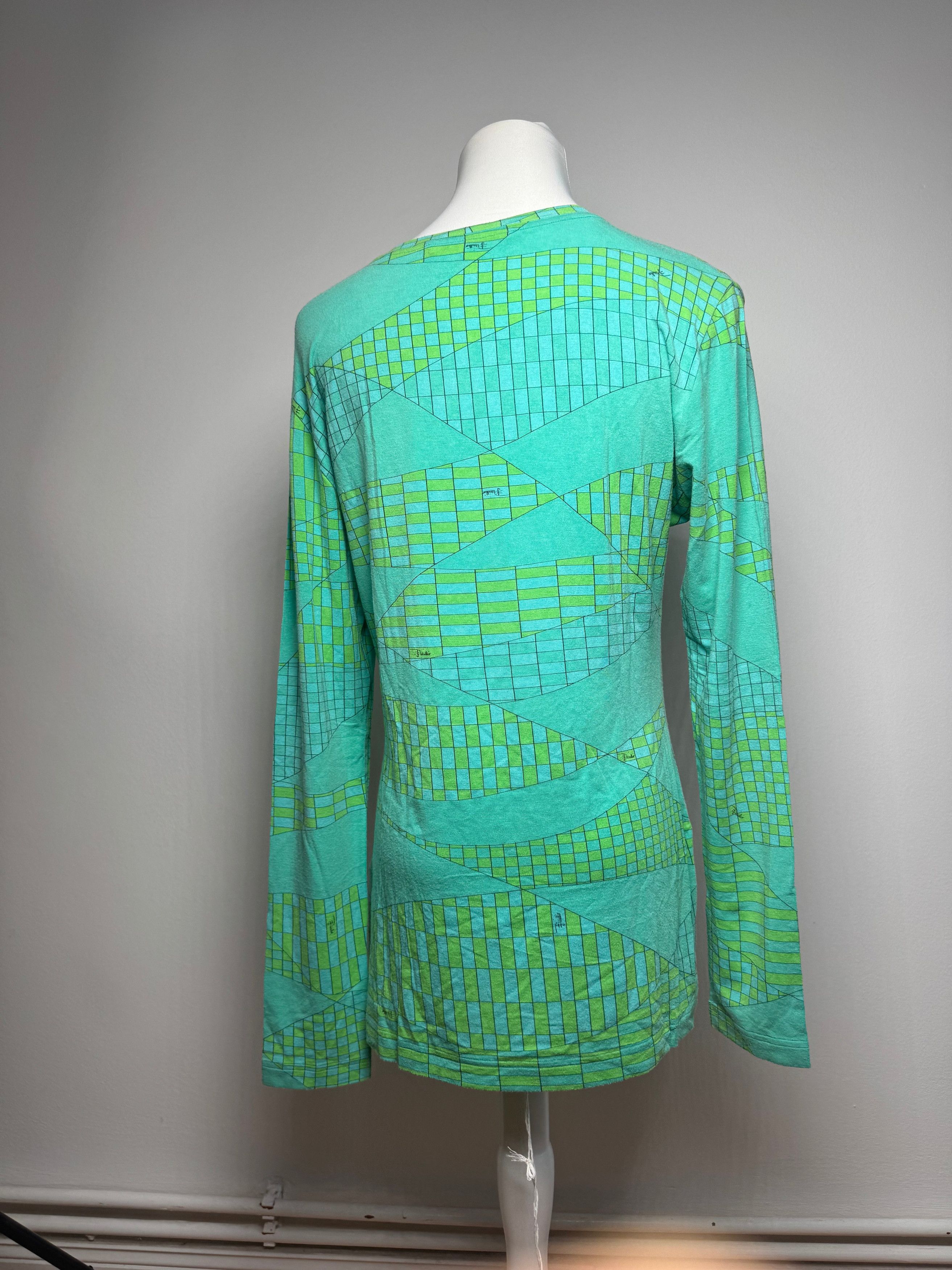 Emilio Pucci Vintage Viskose Sweather Blue Green Size M / US 6-8 / IT 42-44 - 3 Thumbnail