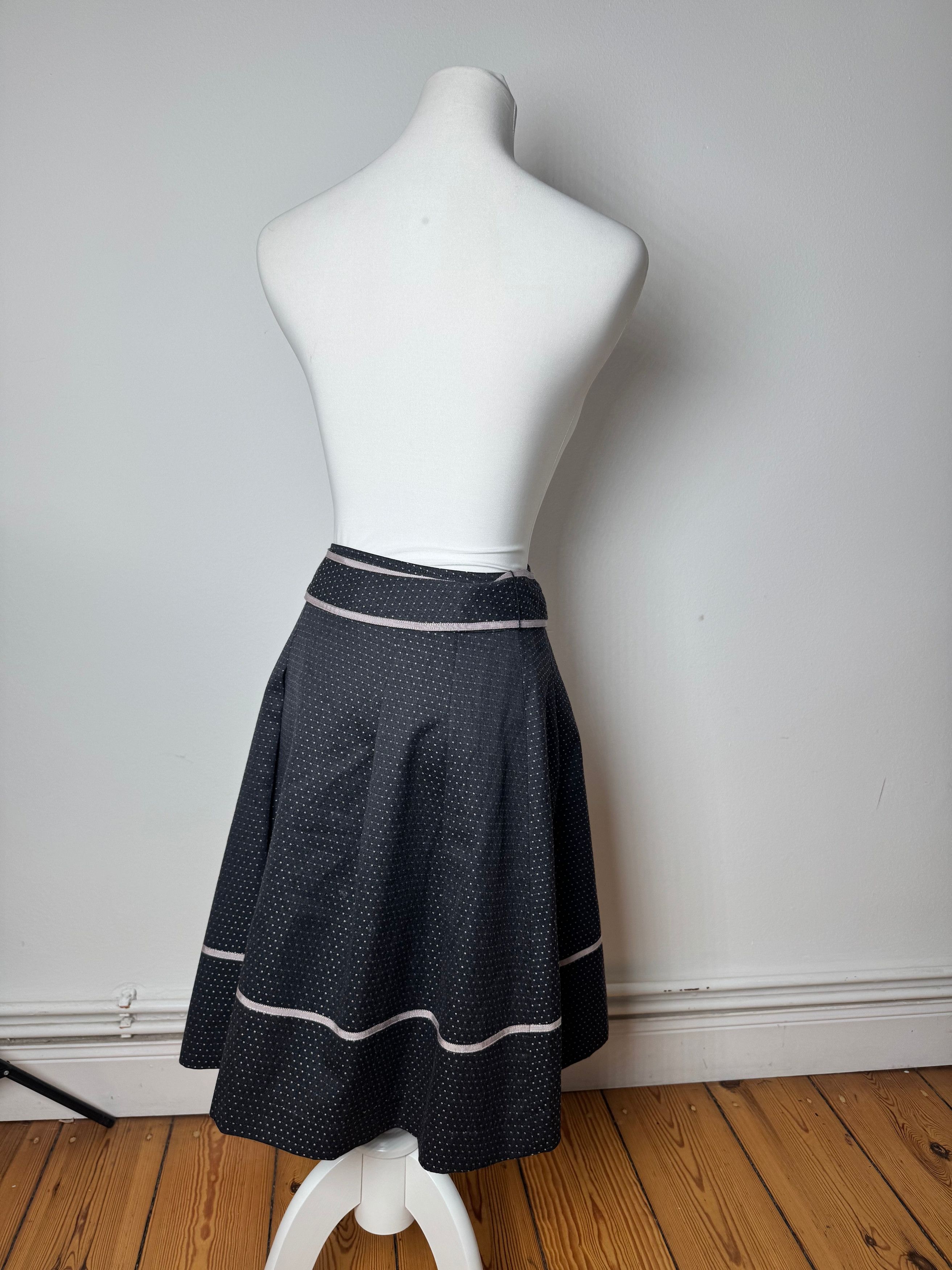 Courreges Vintage Skirt Black White 36/S Size 26" / US 2 / IT 38 - 3 Thumbnail