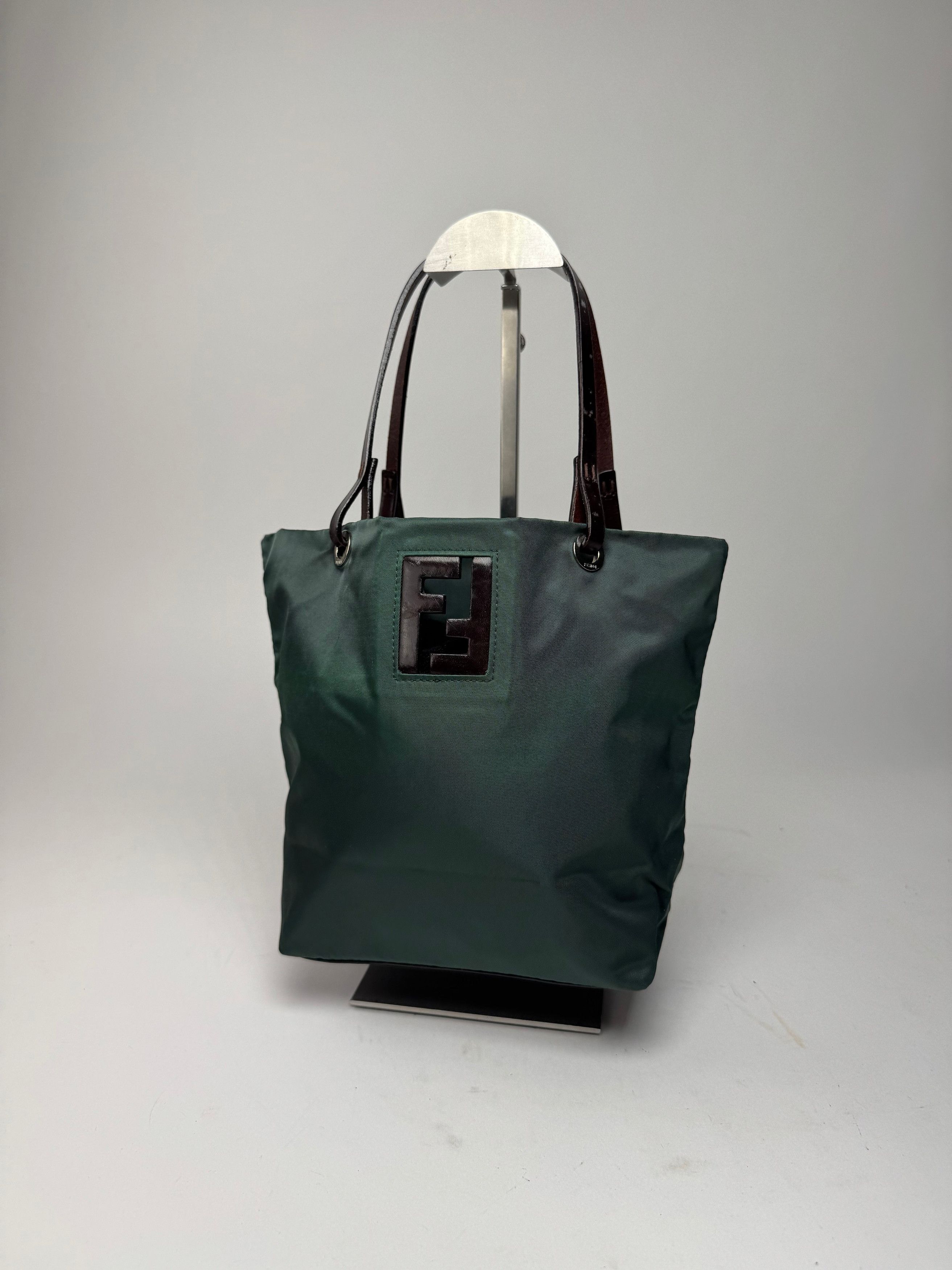Fendi Vintage FF Logo Tote Bag Green Brown Size ONE SIZE - 6 Thumbnail