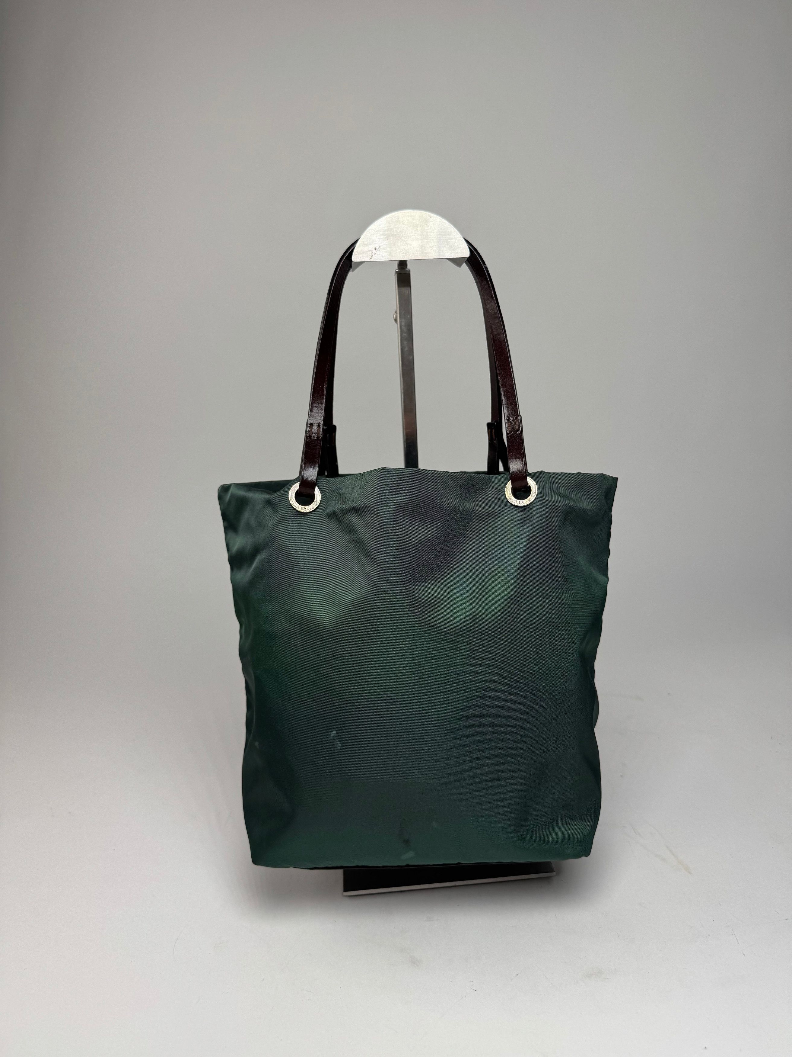 Fendi Vintage FF Logo Tote Bag Green Brown Size ONE SIZE - 2 Thumbnail