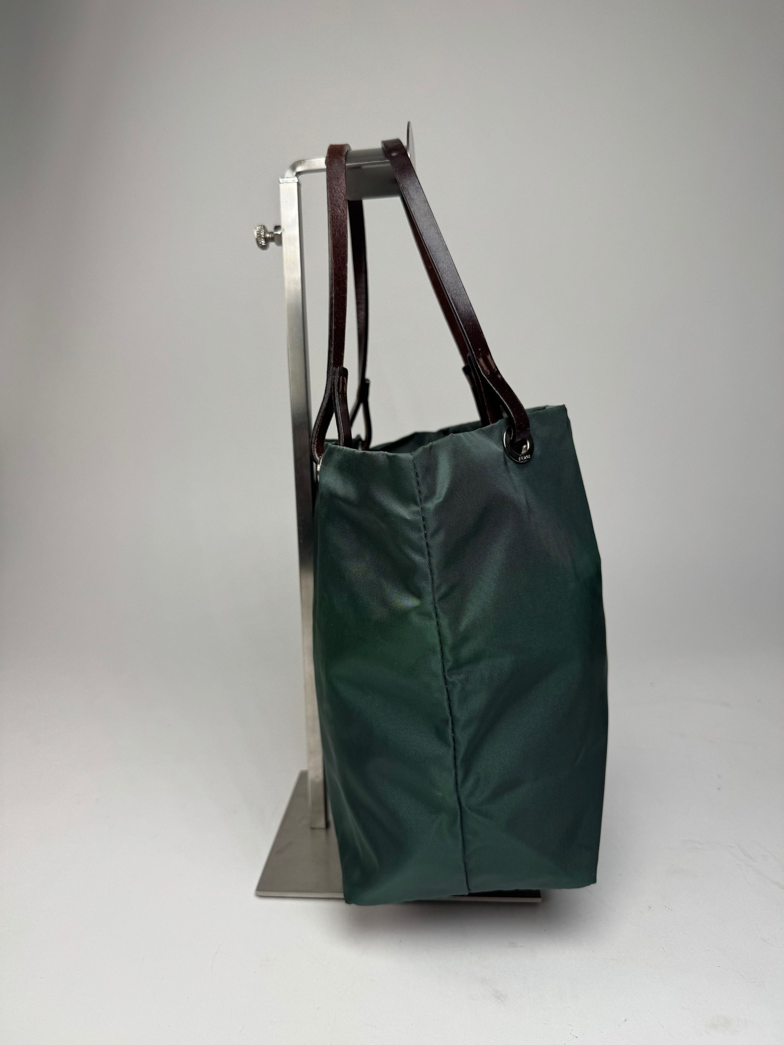 Fendi Vintage FF Logo Tote Bag Green Brown Size ONE SIZE - 7 Thumbnail
