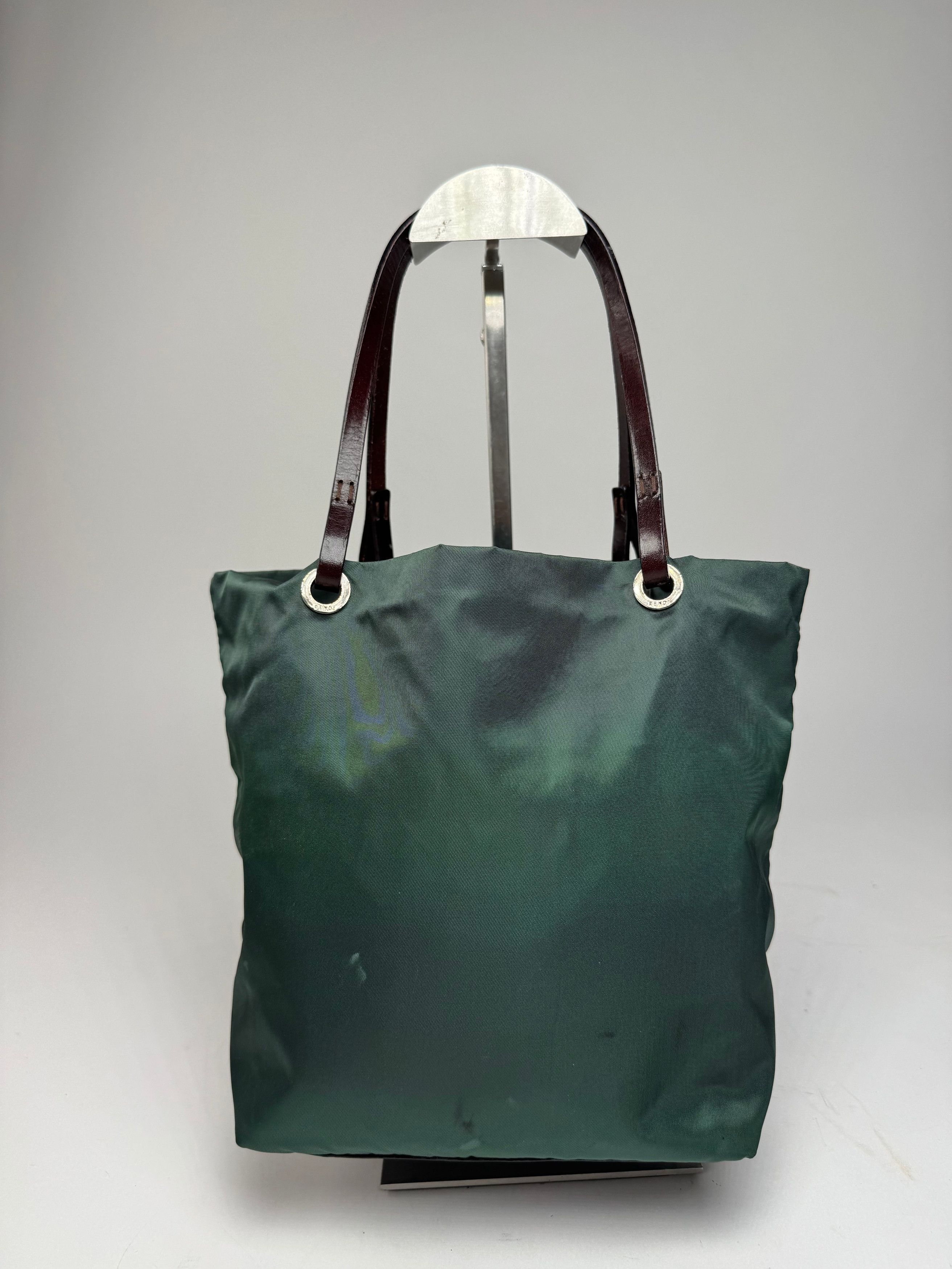 Fendi Vintage FF Logo Tote Bag Green Brown Size ONE SIZE - 14 Thumbnail