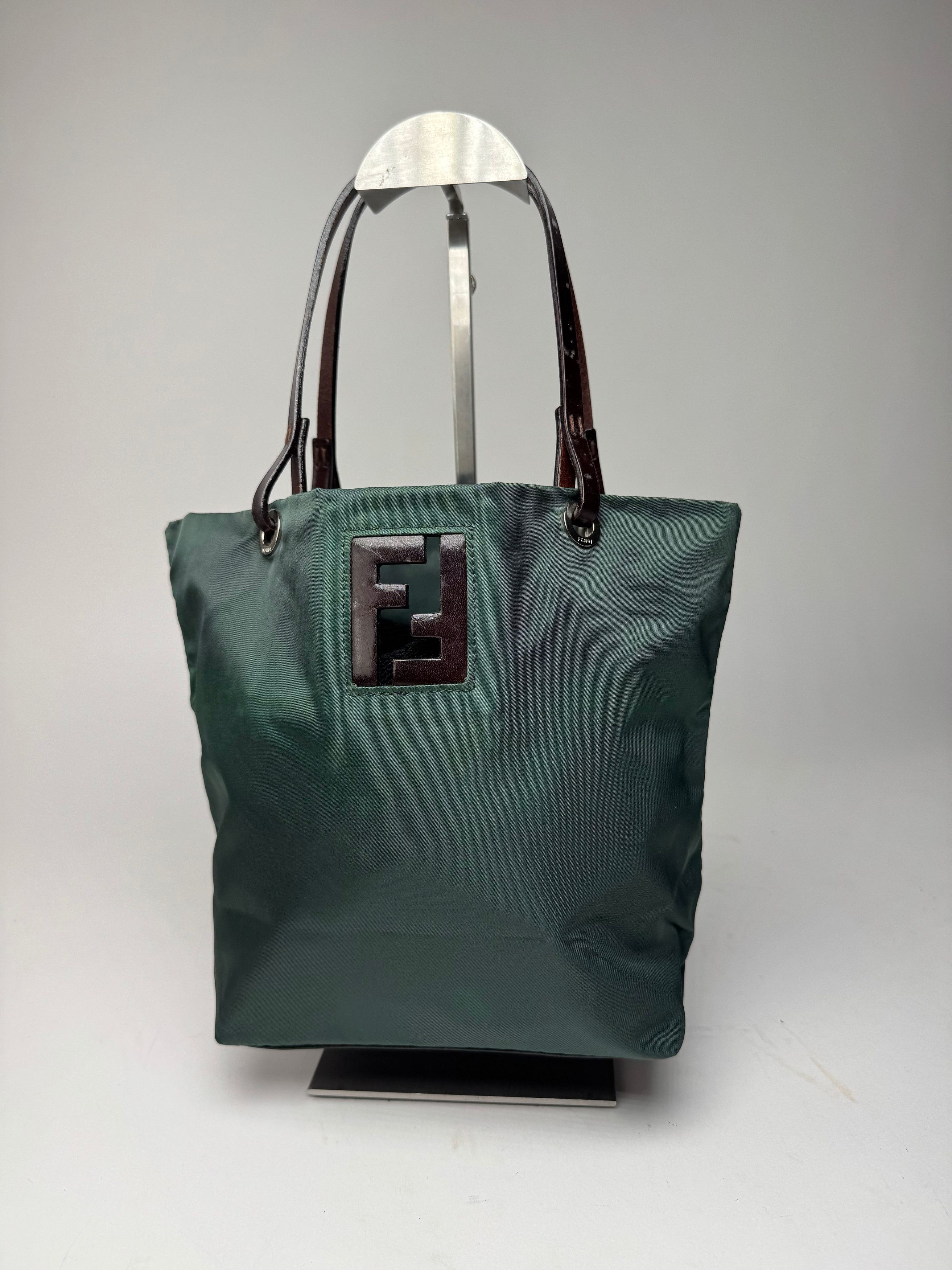 Fendi Vintage FF Logo Tote Bag Green Brown Size ONE SIZE - 13 Thumbnail