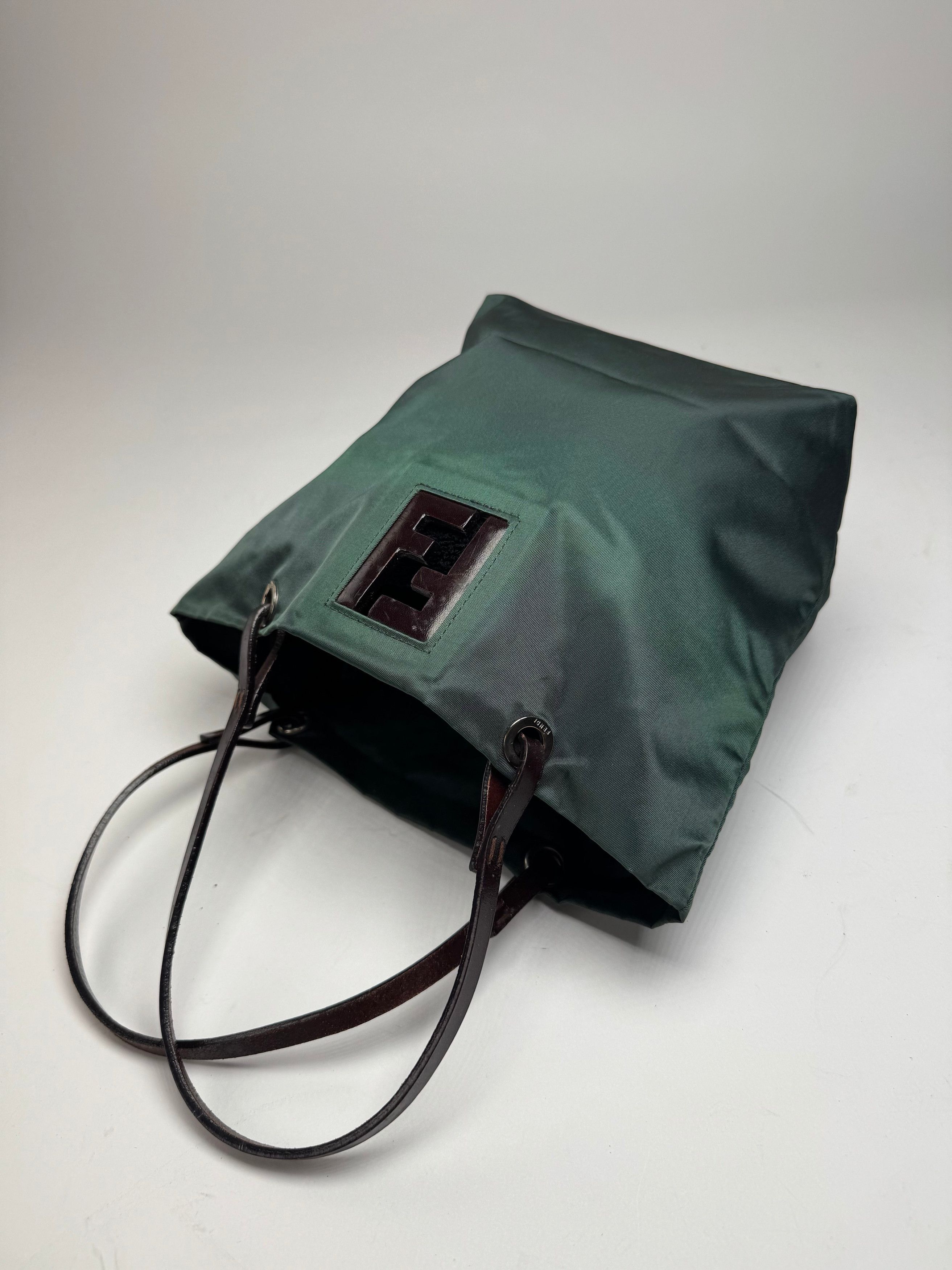 Fendi Vintage FF Logo Tote Bag Green Brown Size ONE SIZE - 8 Thumbnail
