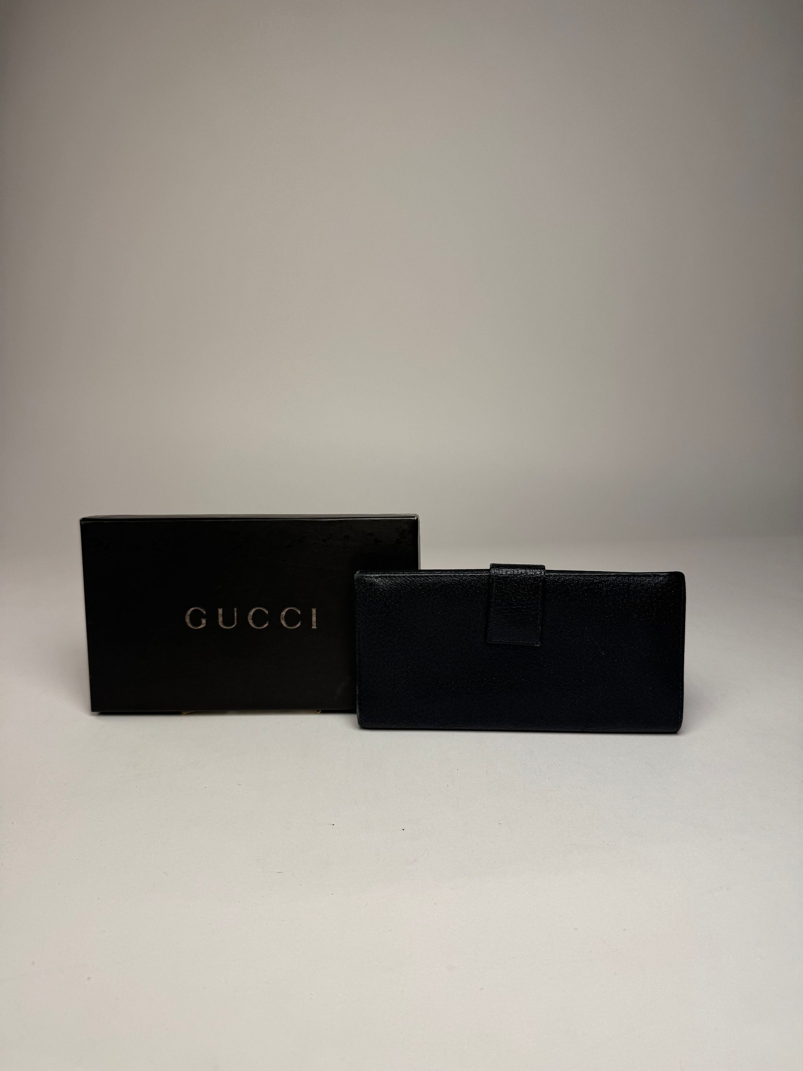Gucci Vintage Leather Long Wallet Black Size ONE SIZE - 2 Thumbnail