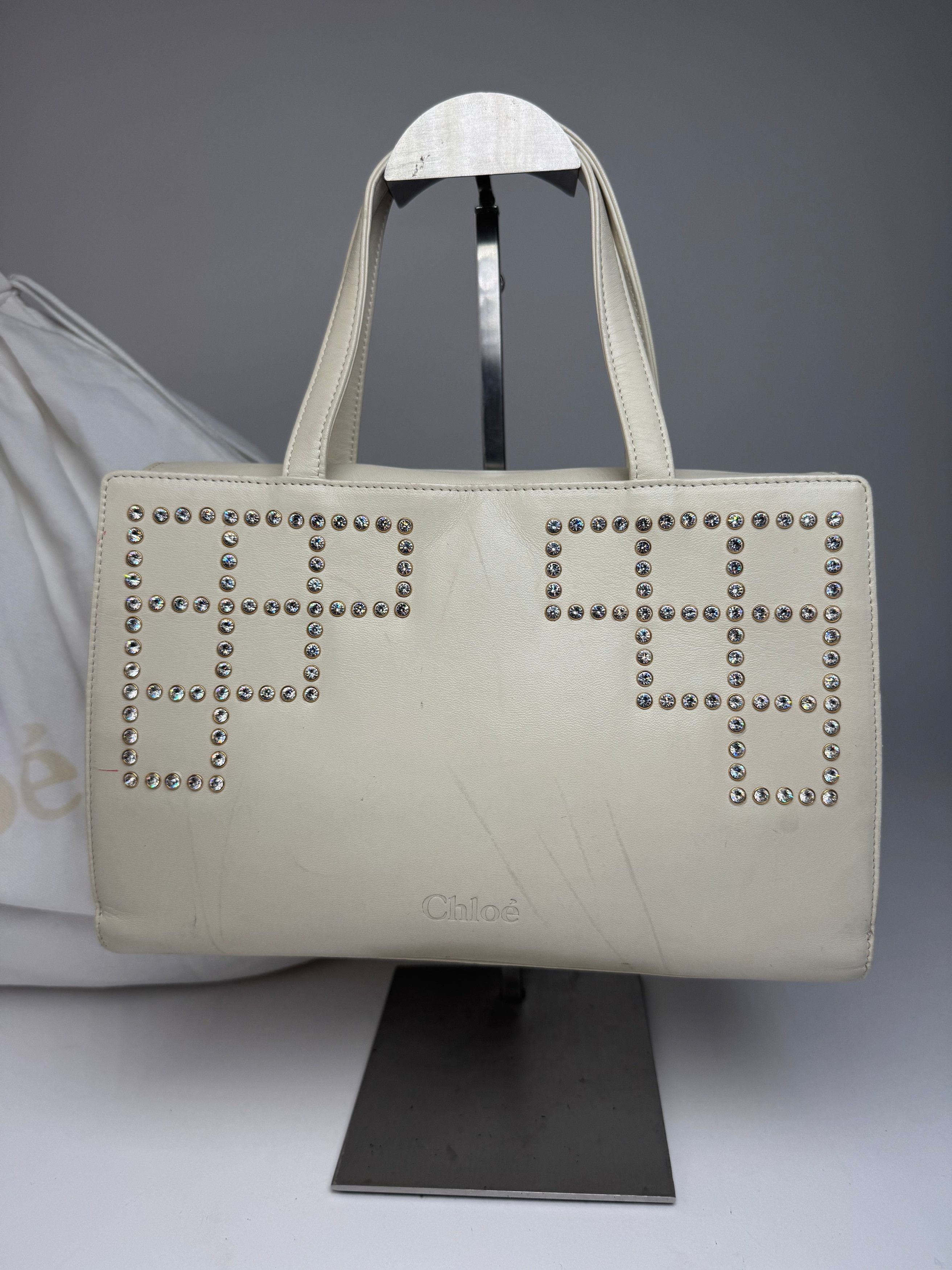 Chloe Vintage Leather Handbag Grey White Size ONE SIZE - 5 Thumbnail