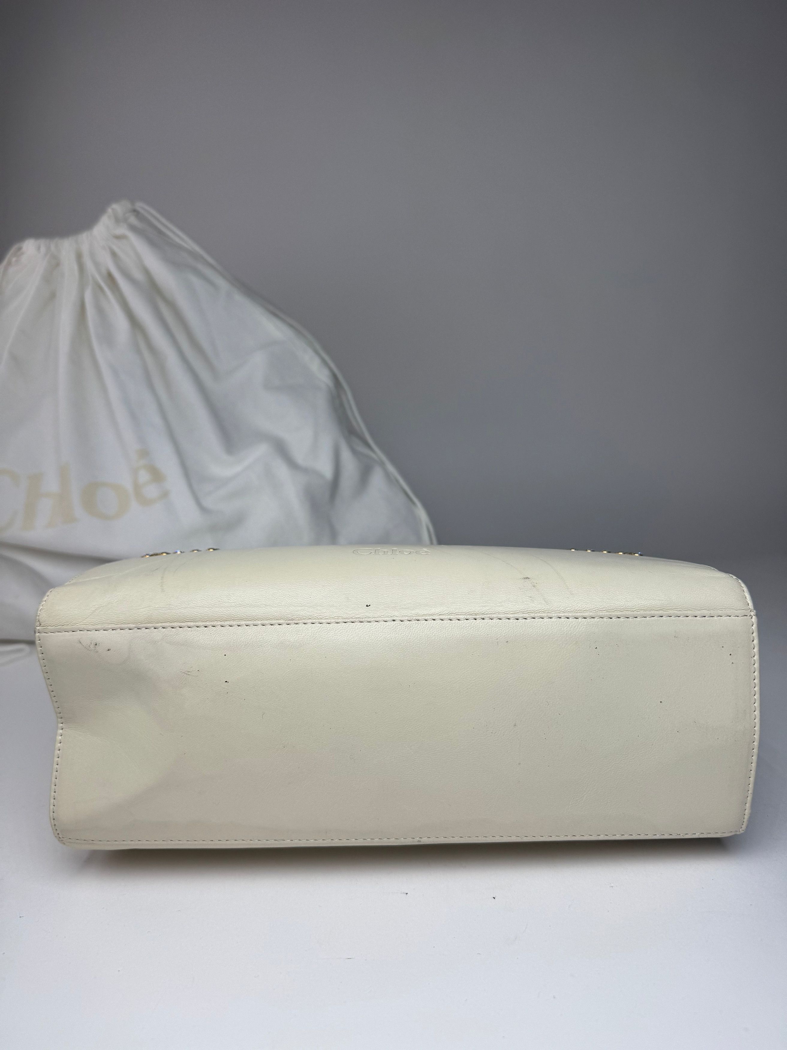 Chloe Vintage Leather Handbag Grey White Size ONE SIZE - 11 Thumbnail