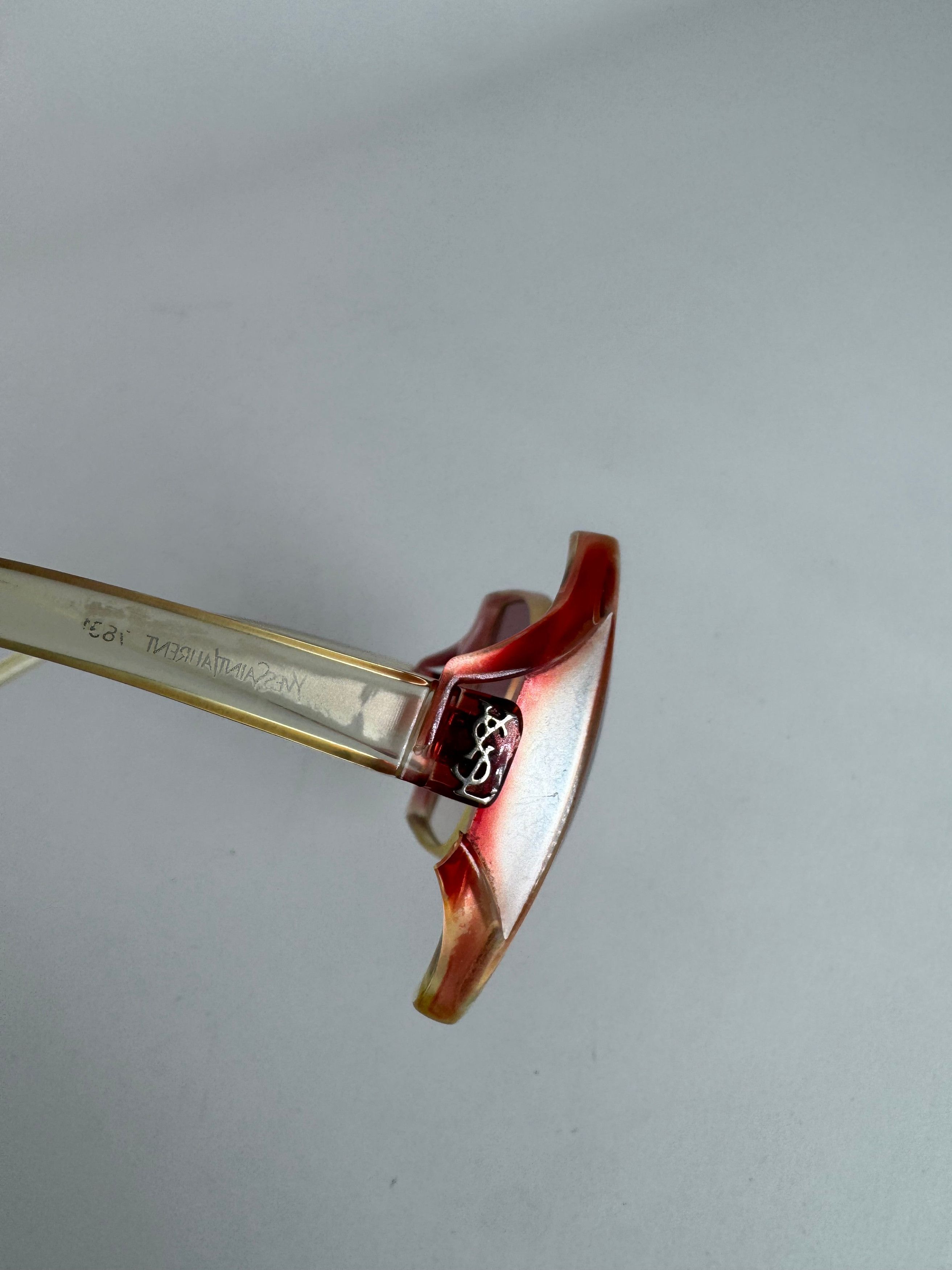 Other Vintage Yves Saint Laurent Overd Sunglasses Beige Red Size ONE SIZE - 7 Thumbnail