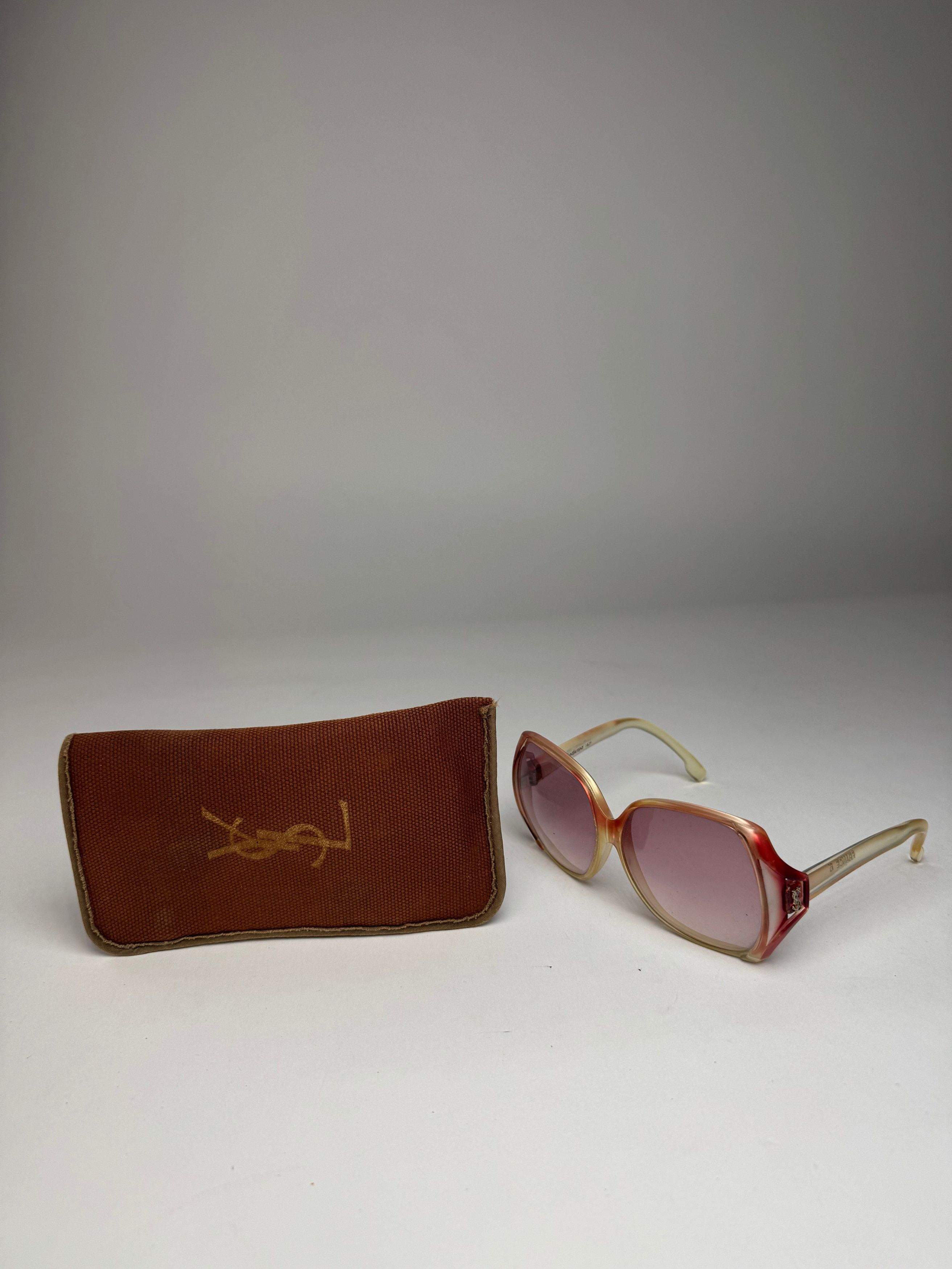 Other Vintage Yves Saint Laurent Overd Sunglasses Beige Red Size ONE SIZE - 2 Thumbnail