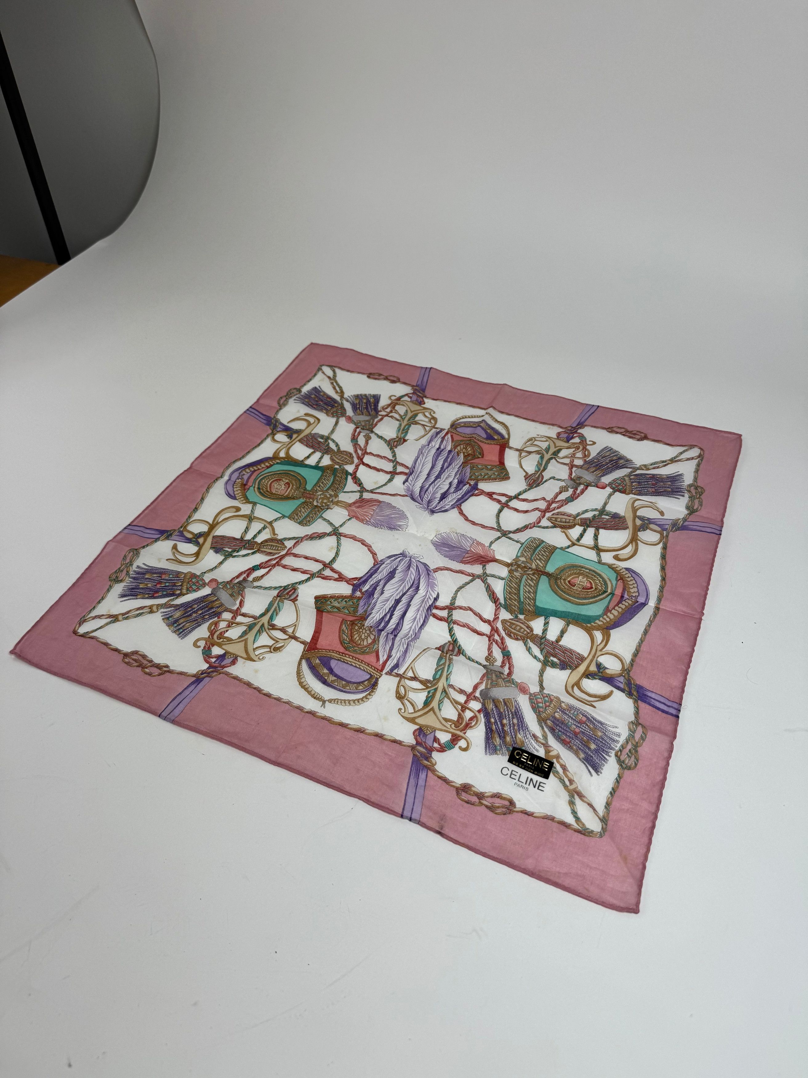 Celine Vintage Scarf Grey White pink Size ONE SIZE - 8 Thumbnail