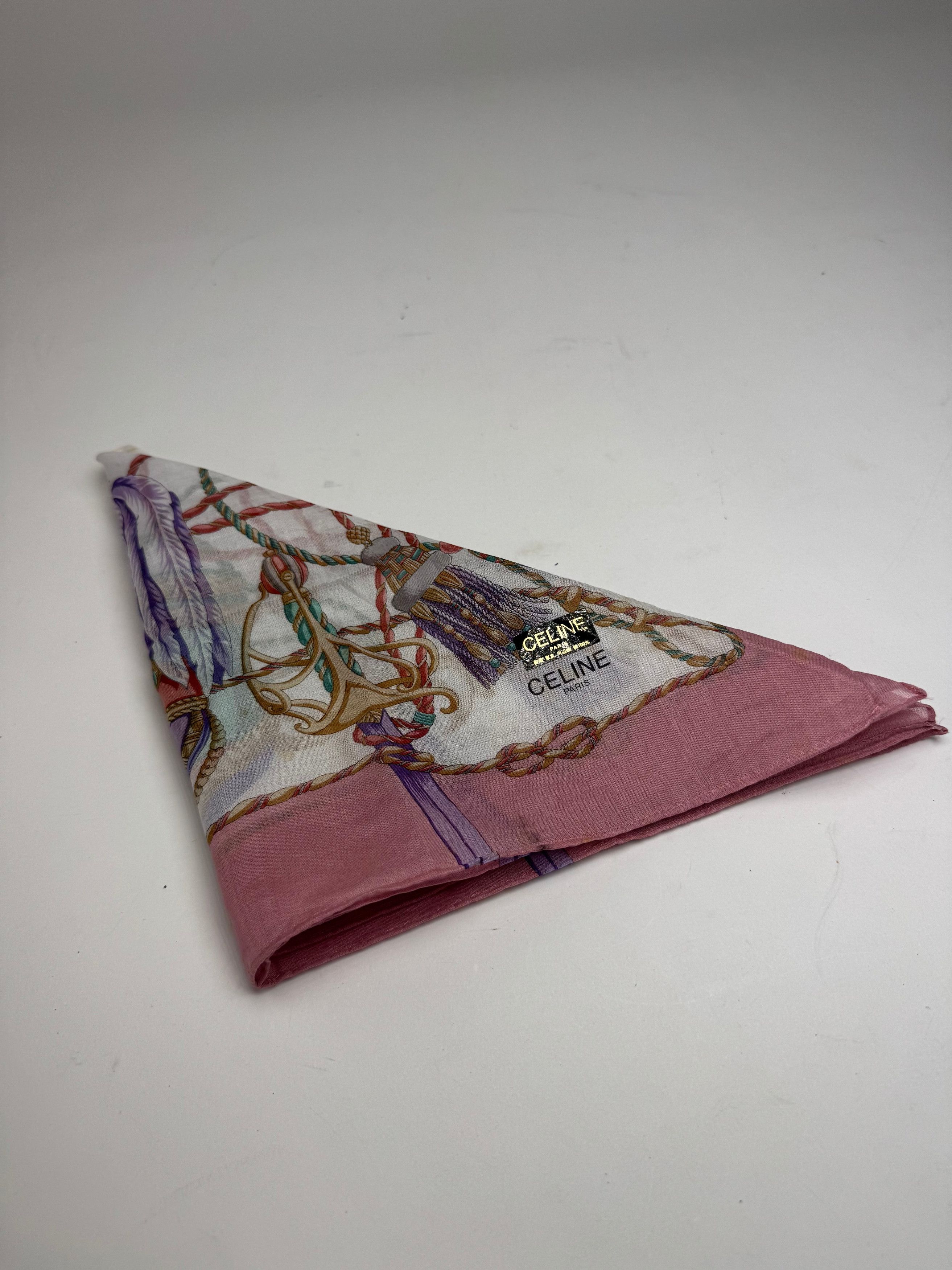 Celine Vintage Scarf Grey White pink Size ONE SIZE - 11 Thumbnail