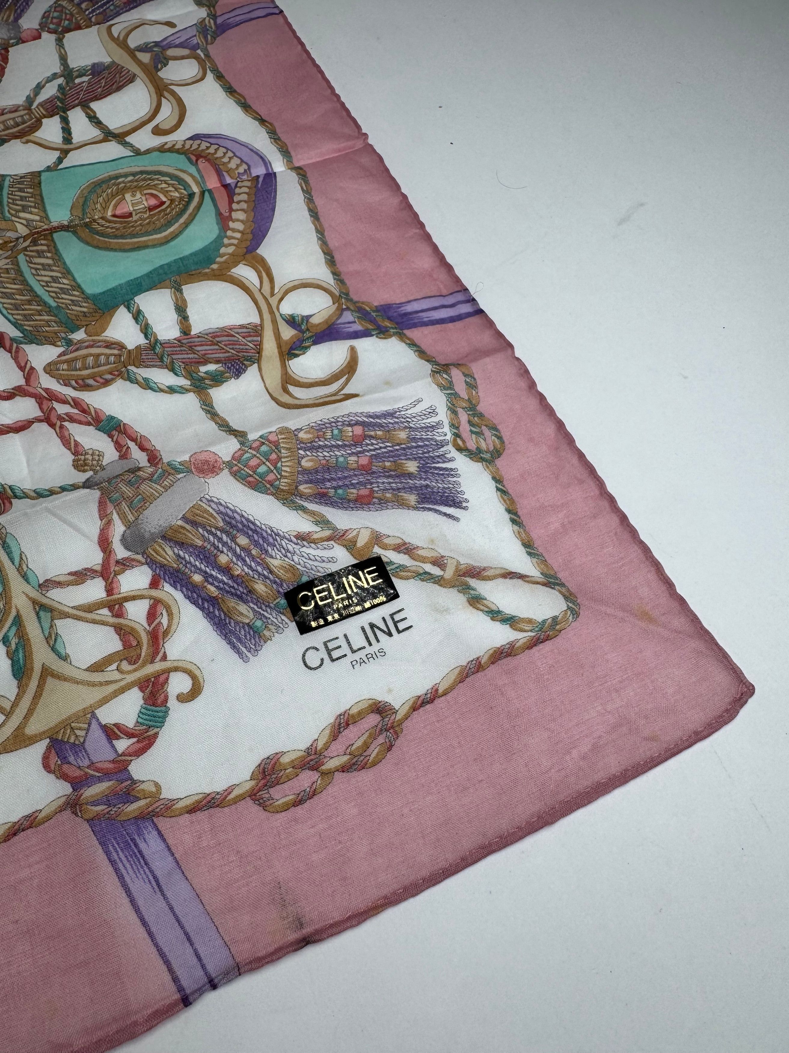 Celine Vintage Scarf Grey White pink Size ONE SIZE - 4 Thumbnail