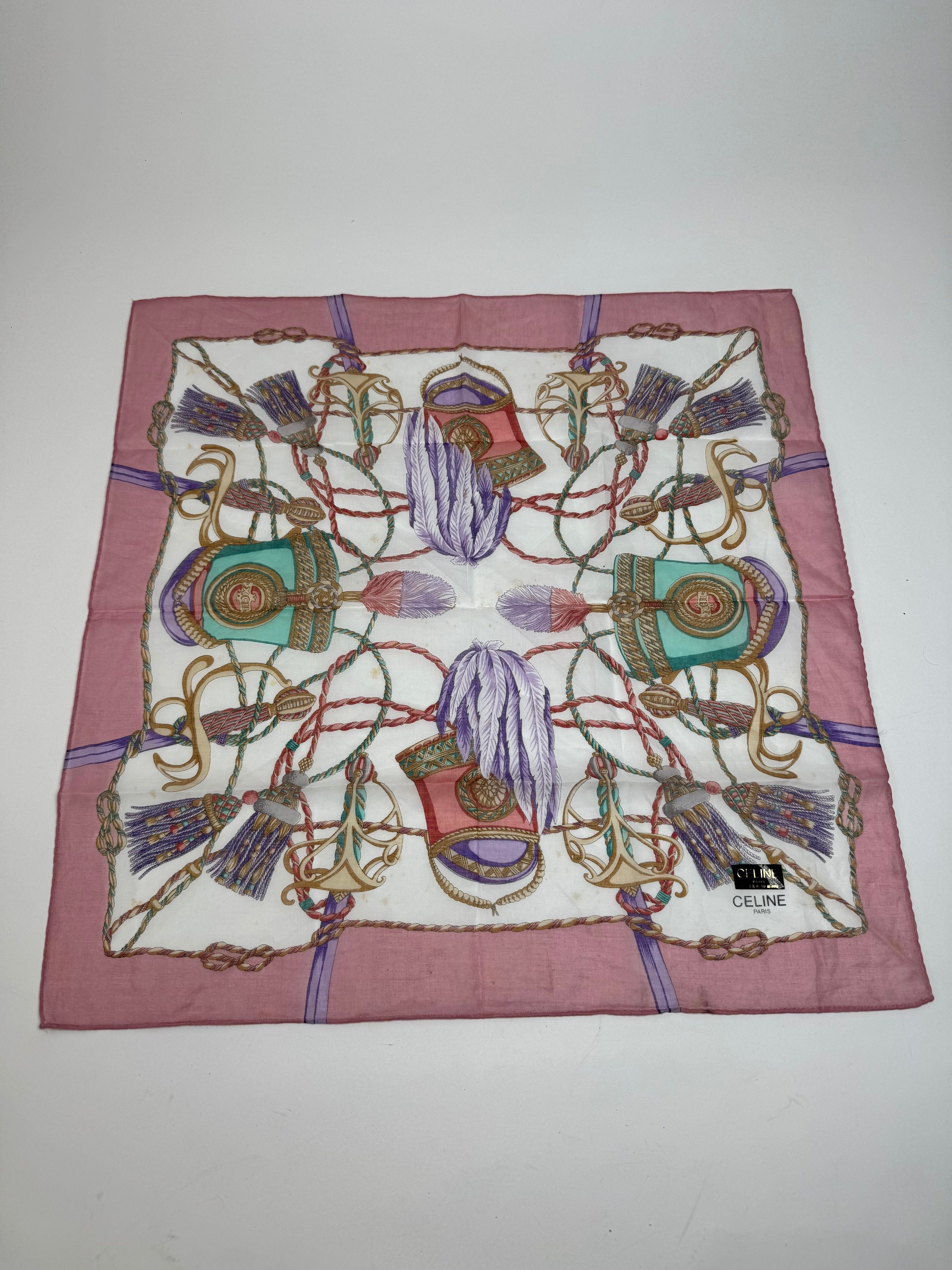Celine Vintage Scarf Grey White pink Size ONE SIZE - 3 Thumbnail