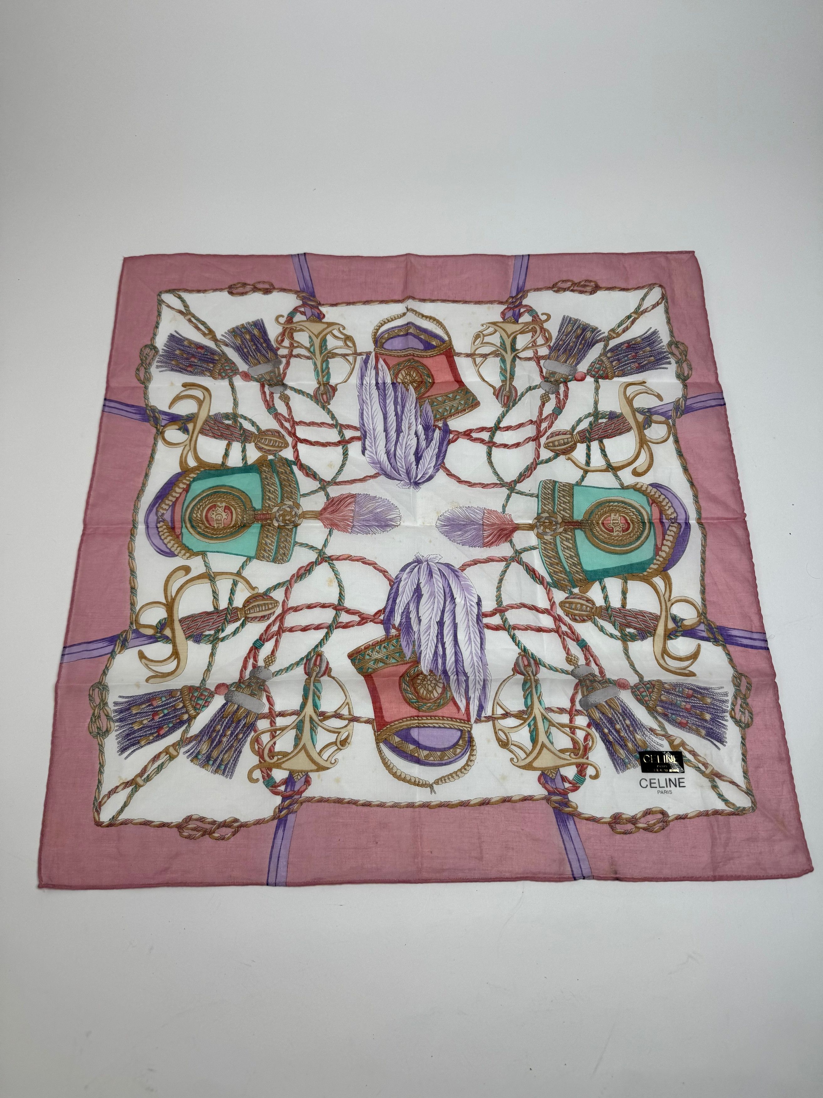 Celine Vintage Scarf Grey White pink Size ONE SIZE - 2 Thumbnail