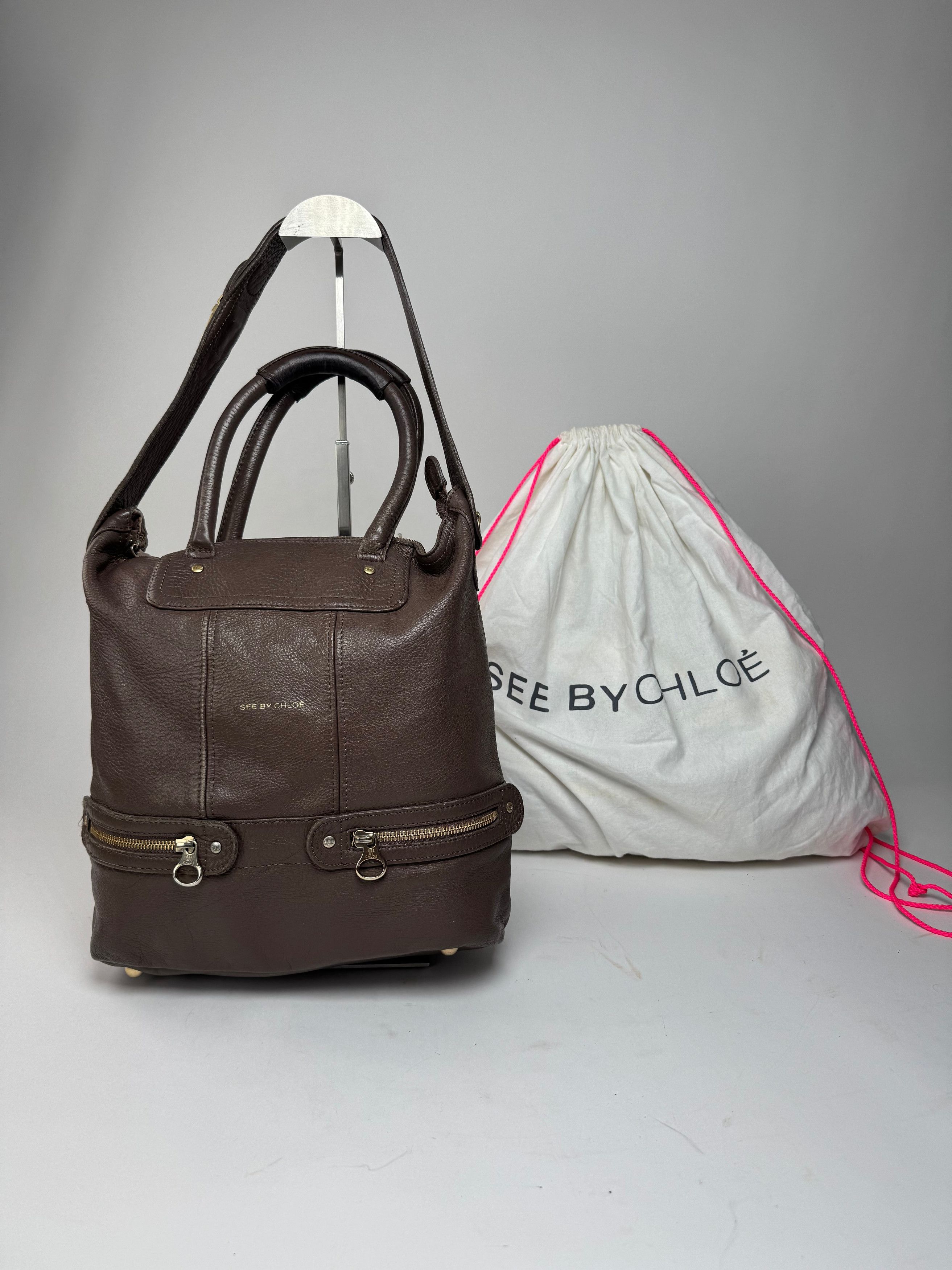 Chloe Vintage 2Way Leather Handbag Brown Size ONE SIZE - 12 Thumbnail