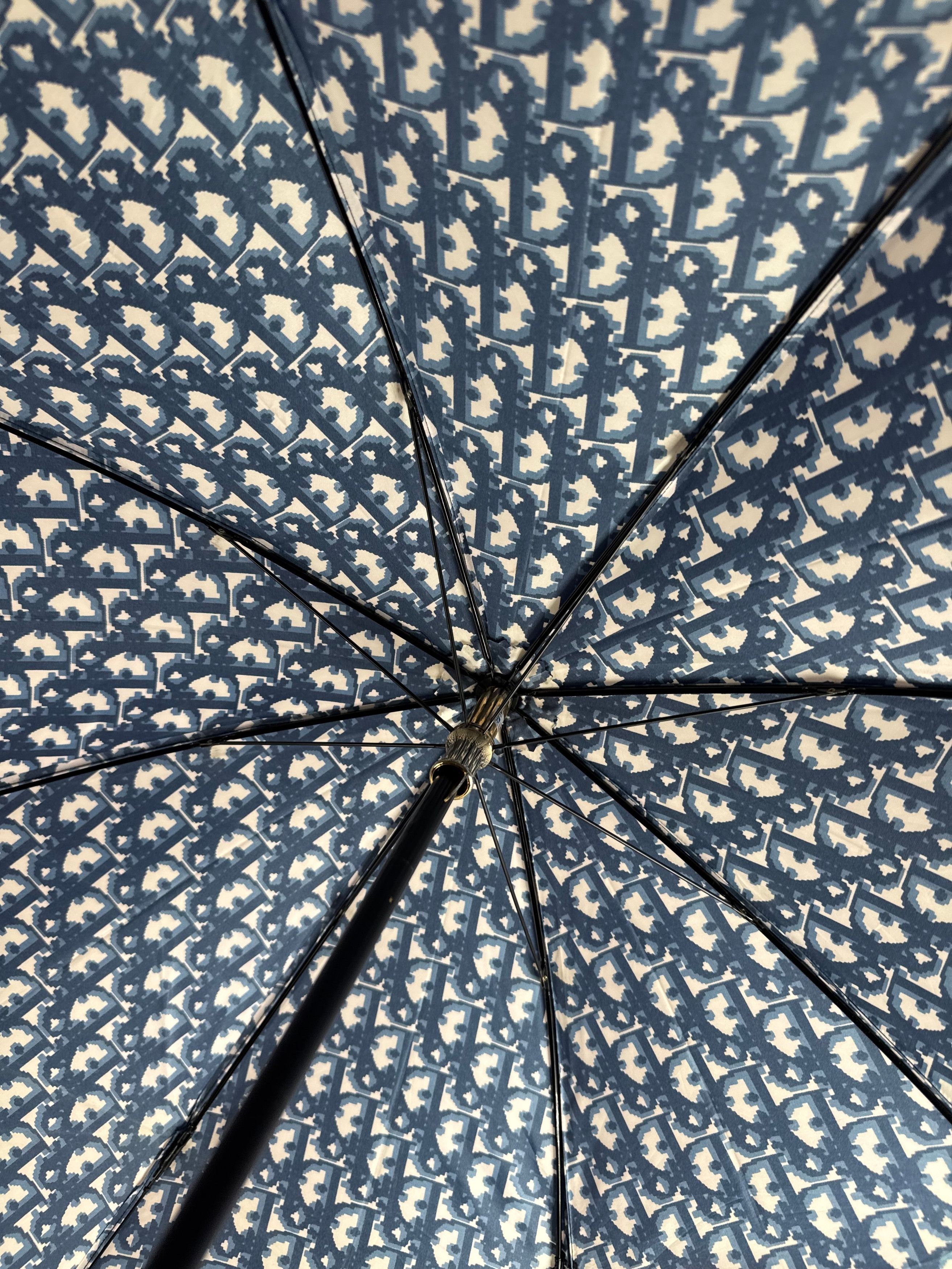 Dior Vintage Oblique Monogram Umbrella Navy White Size ONE SIZE - 8 Thumbnail