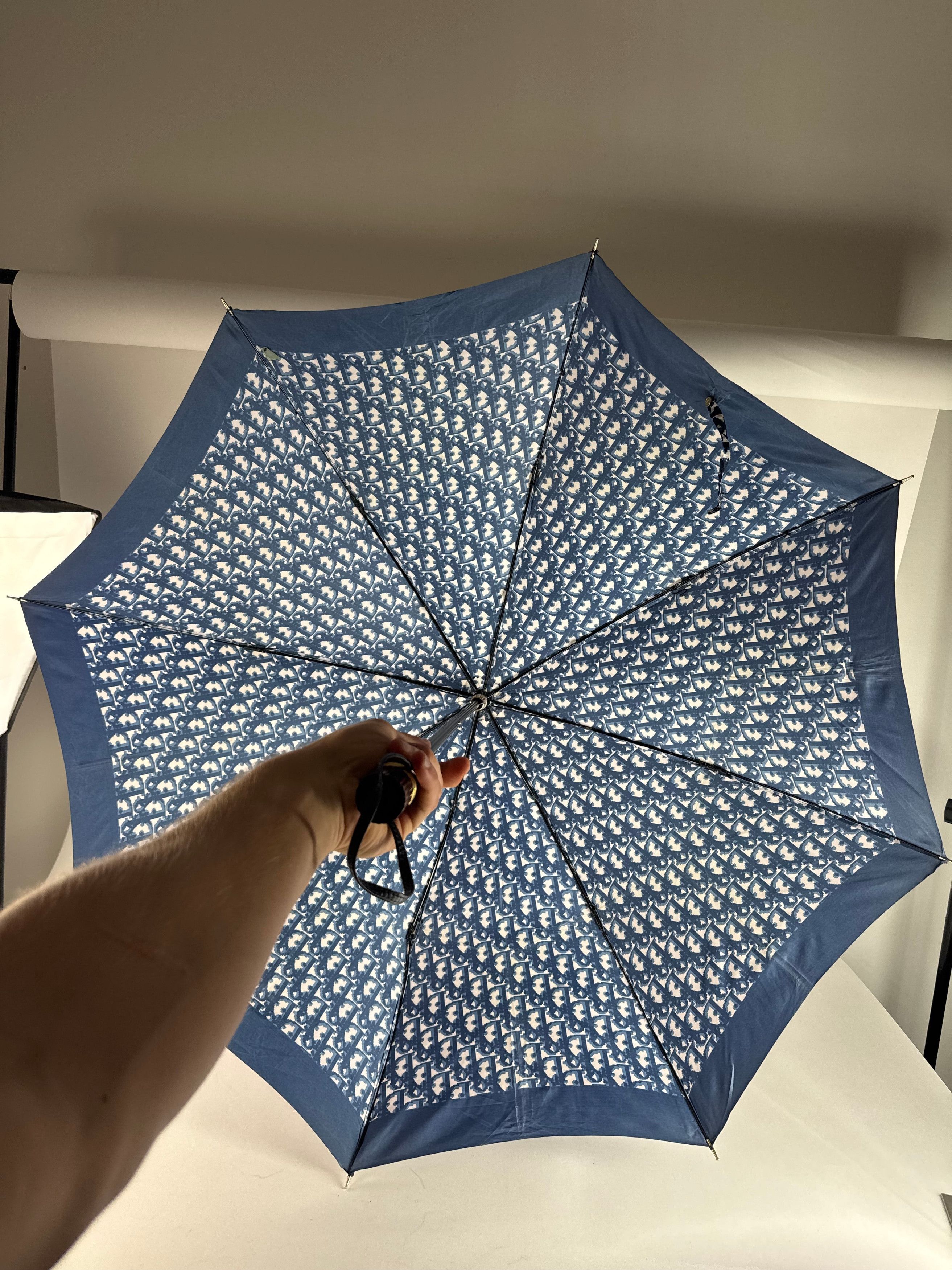 Dior Vintage Oblique Monogram Umbrella Navy White Size ONE SIZE - 7 Thumbnail
