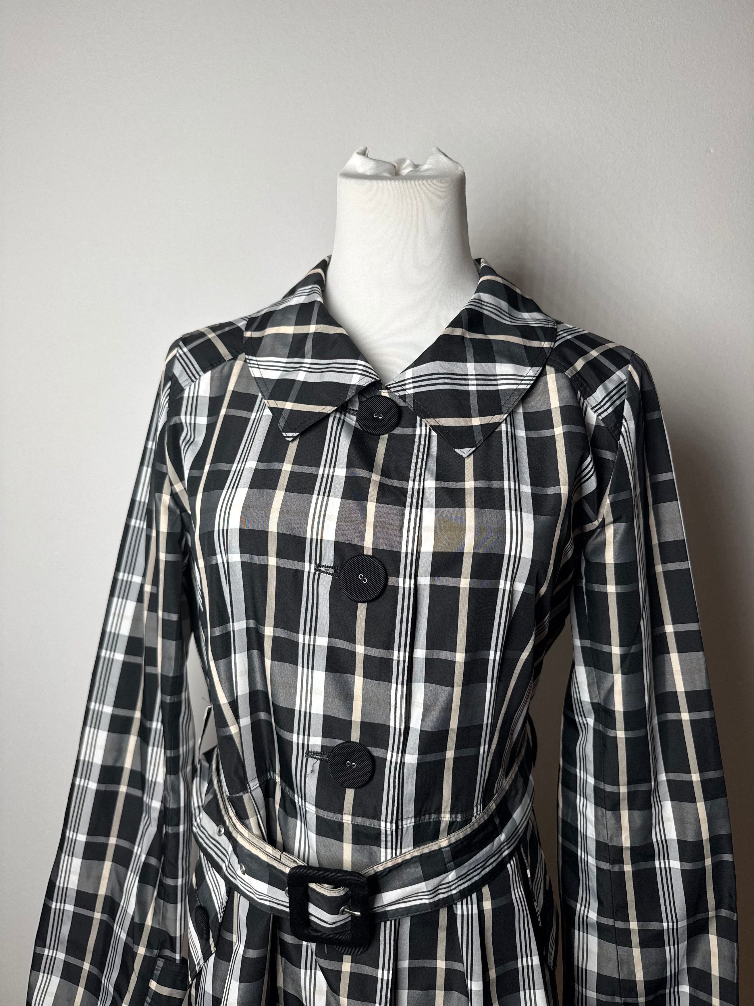 Courreges Vintage Trenchcoat black White Checked 36/S Size S / US 4 / IT 40 - 12 Thumbnail