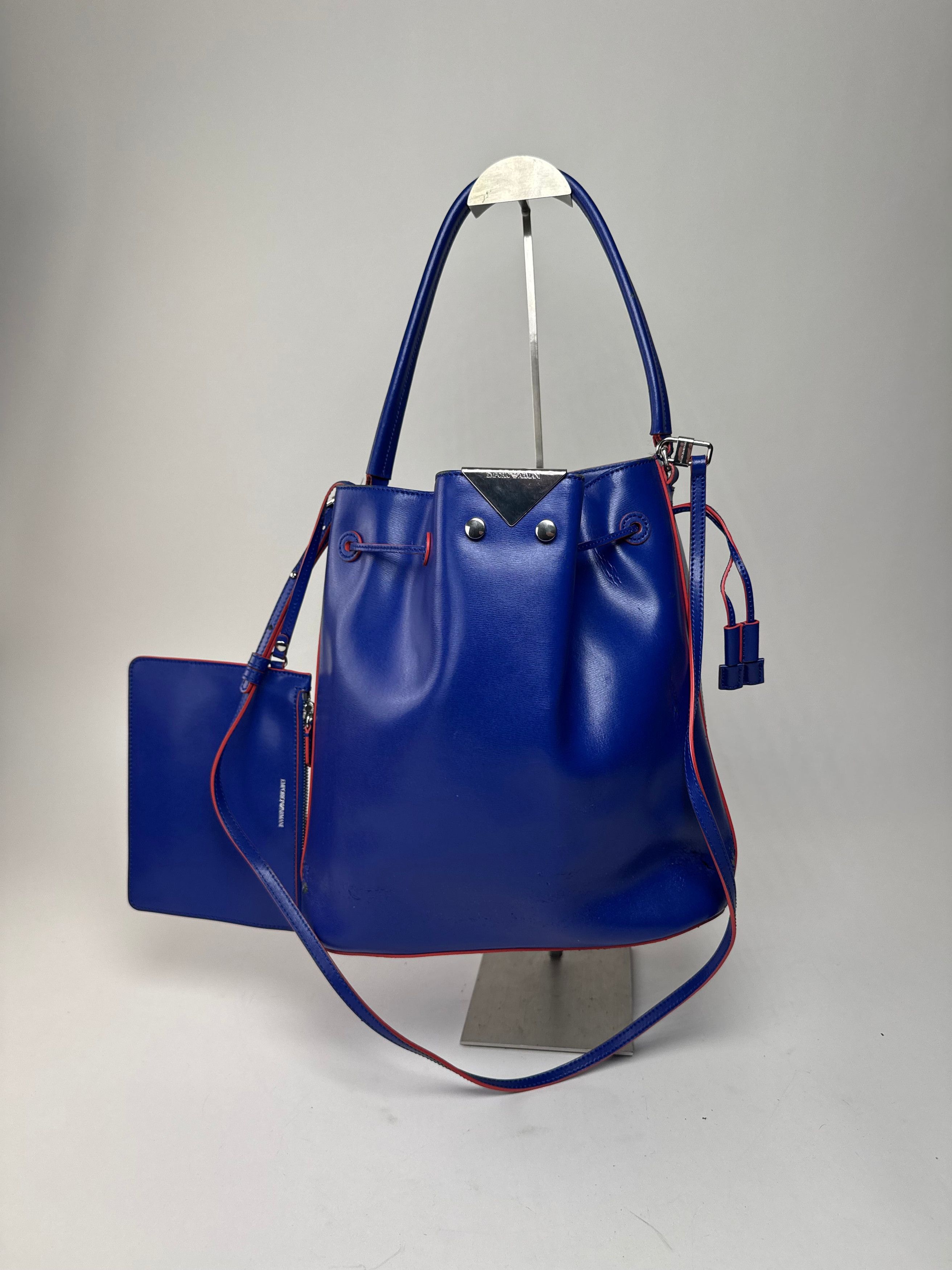 Emporio Armani Vintage 2Way Bucket Bag Blue Red Size ONE SIZE - 10 Thumbnail