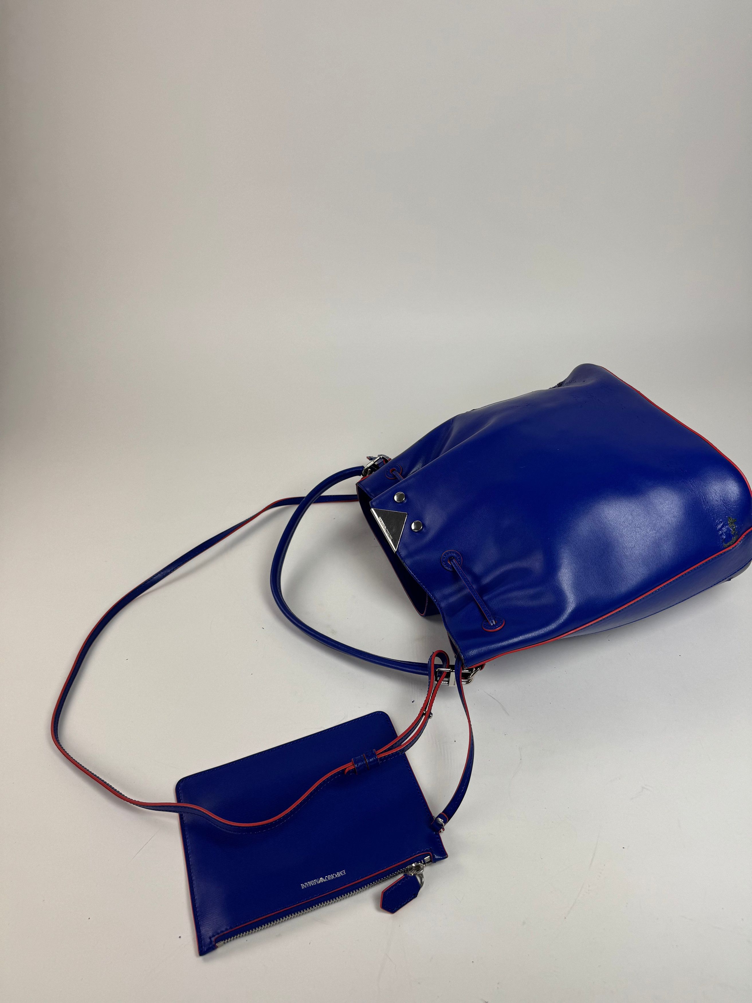 Emporio Armani Vintage 2Way Bucket Bag Blue Red Size ONE SIZE - 12 Thumbnail