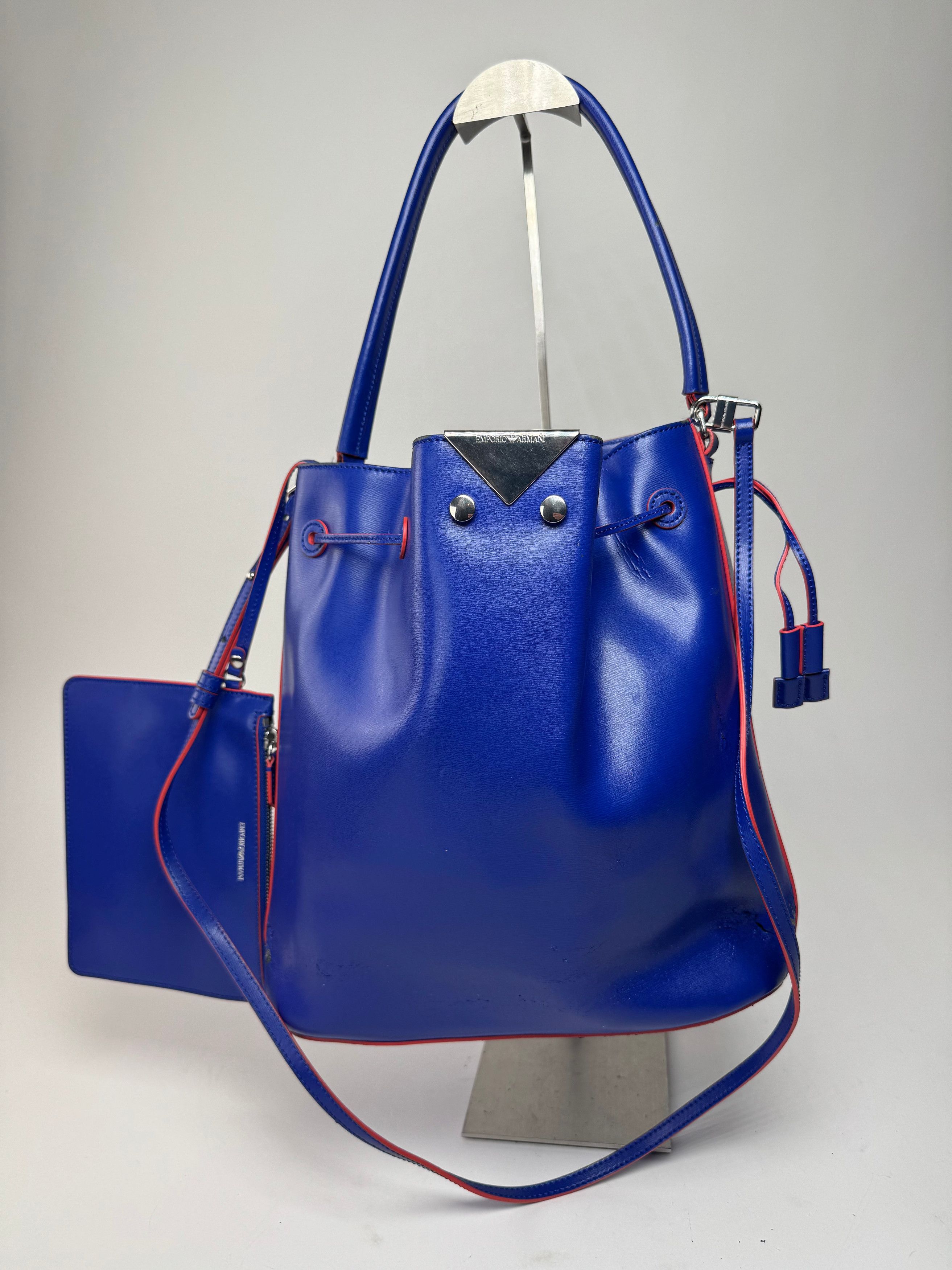 Emporio Armani Vintage 2Way Bucket Bag Blue Red Size ONE SIZE - 3 Thumbnail