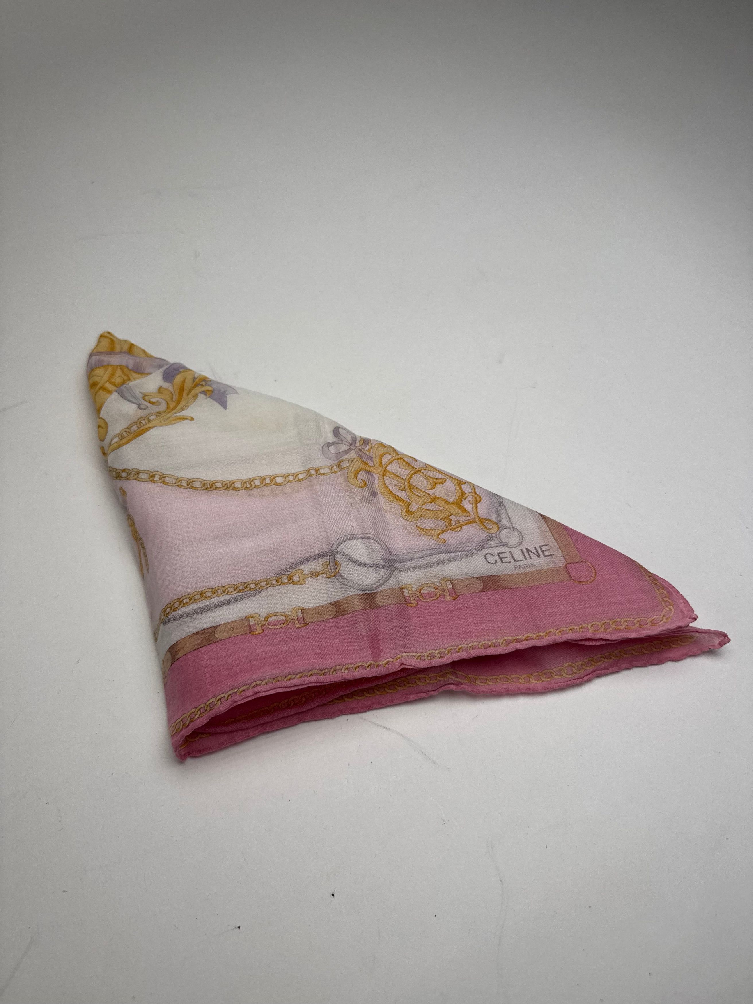 Other Vintage Celine Sword And Chield Scarf White Pink Size ONE SIZE - 8 Thumbnail