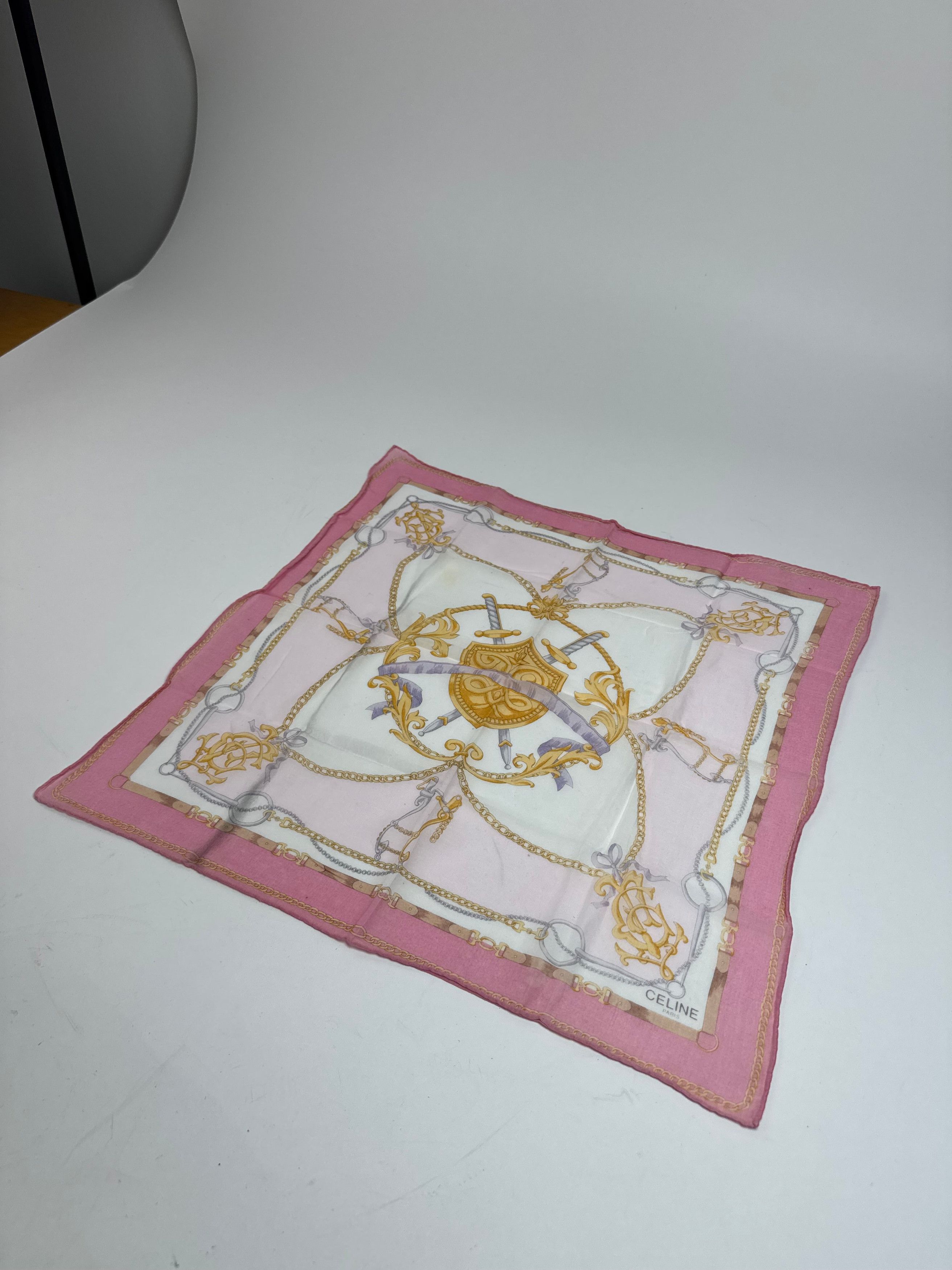 Other Vintage Celine Sword And Chield Scarf White Pink Size ONE SIZE - 6 Thumbnail