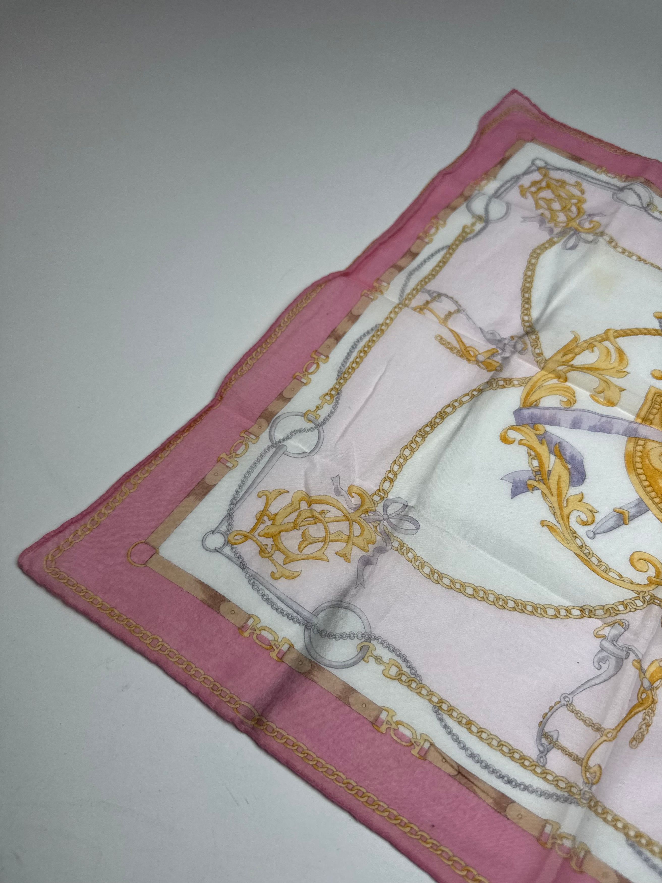Other Vintage Celine Sword And Chield Scarf White Pink Size ONE SIZE - 5 Thumbnail