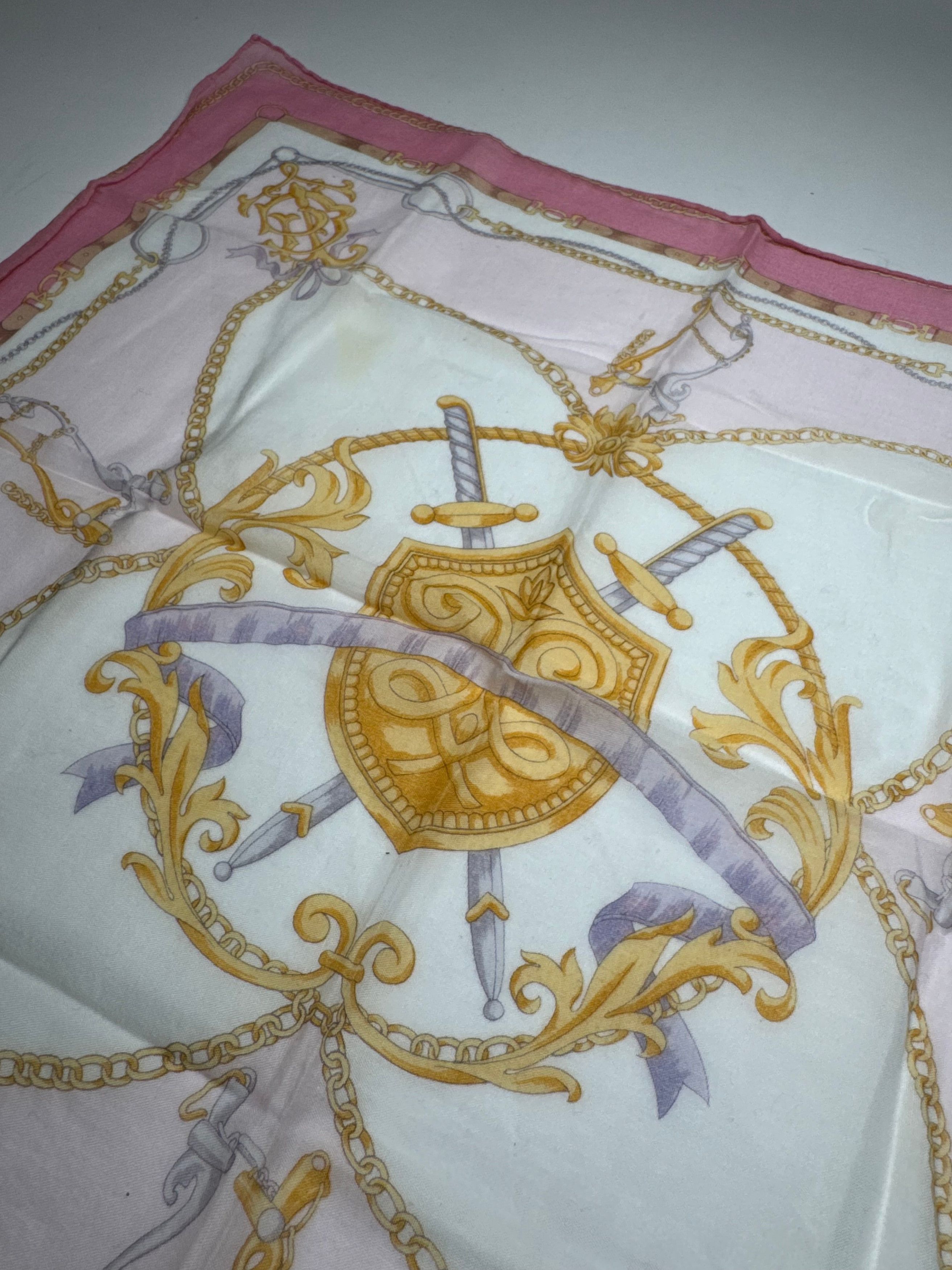 Other Vintage Celine Sword And Chield Scarf White Pink Size ONE SIZE - 3 Thumbnail