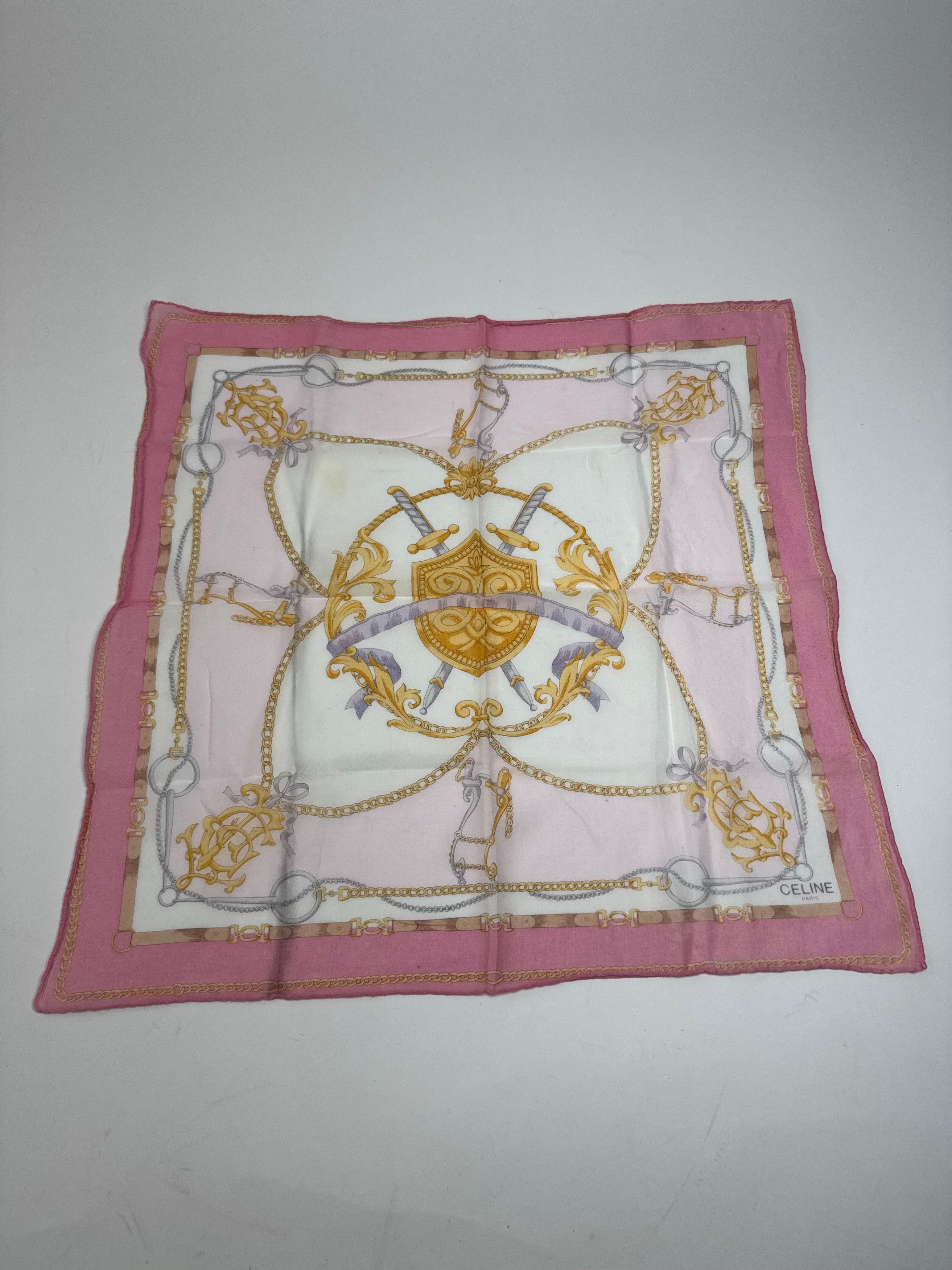 Other Vintage Celine Sword And Chield Scarf White Pink Size ONE SIZE - 9 Thumbnail